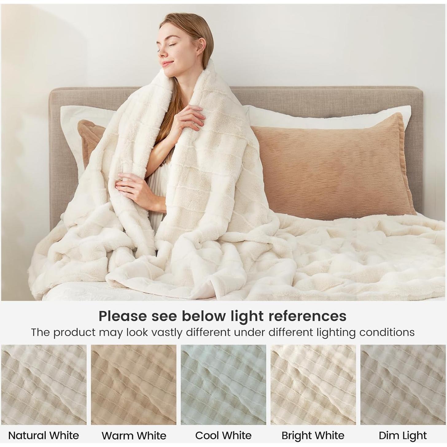 Manta de Piel Sintética Cozy Bliss 127x152 cm Crema Blanco