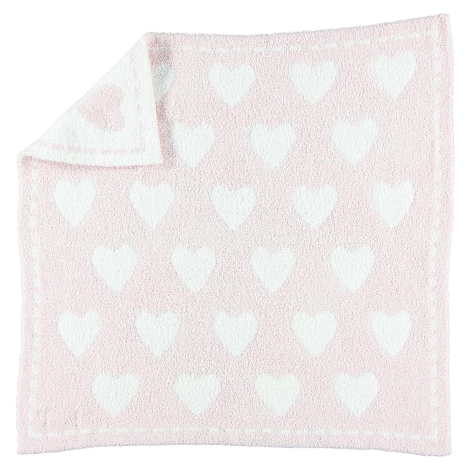 Manta de Recepción CozyChic Barefoot Dreams Rosa Corazones