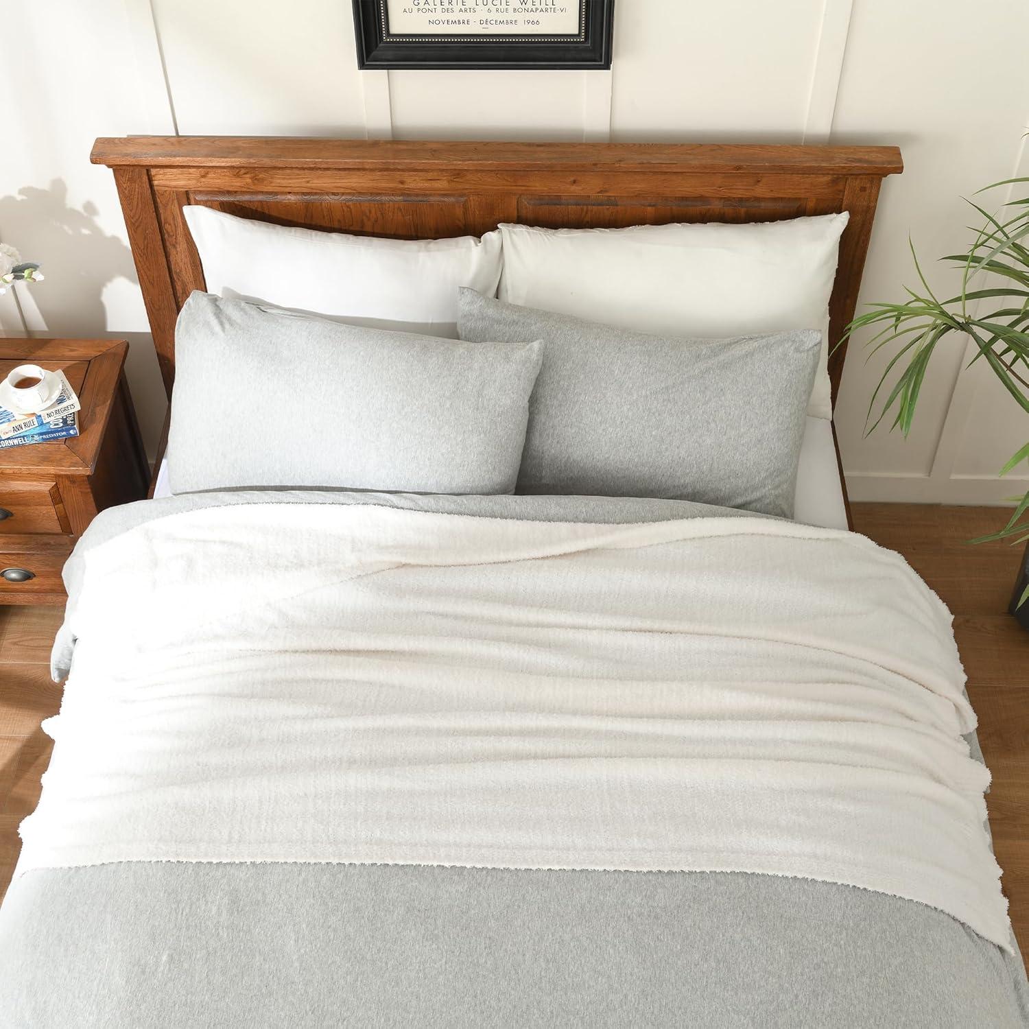 Manta de Tejer JOOJA 100% Poliester 203x152 cm Crema