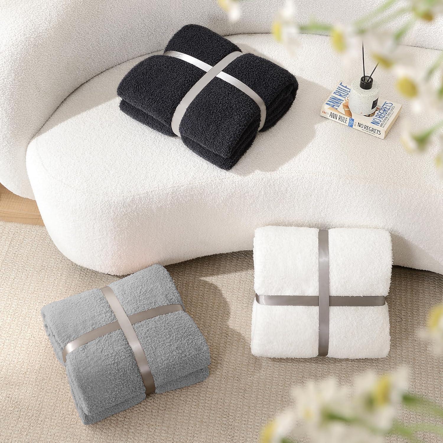 Manta de Tejer JOOJA 100% Poliester 203x152 cm Crema