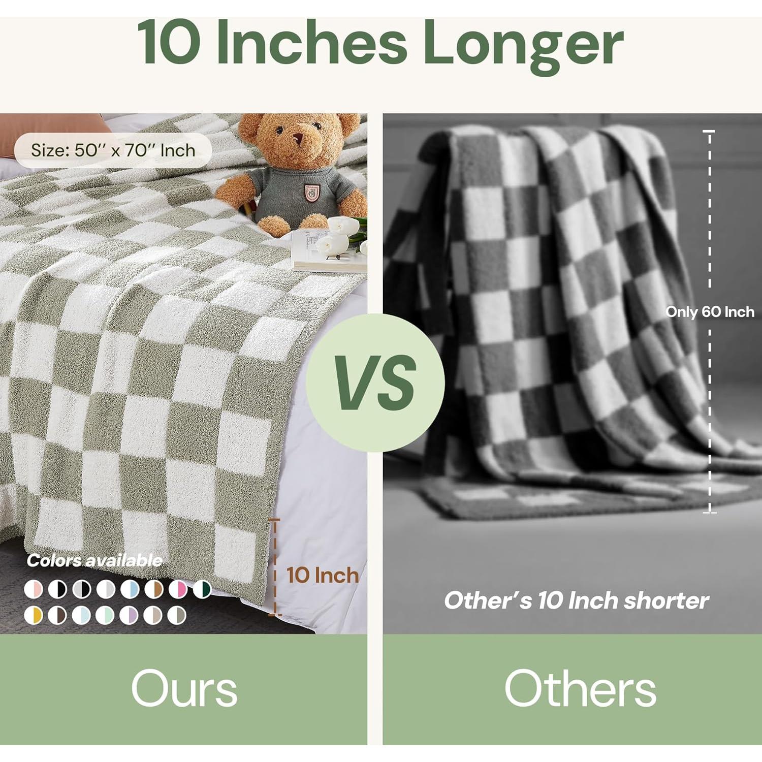 Manta de cuadros WRENSONGE XL verde salvia suave y acogedora