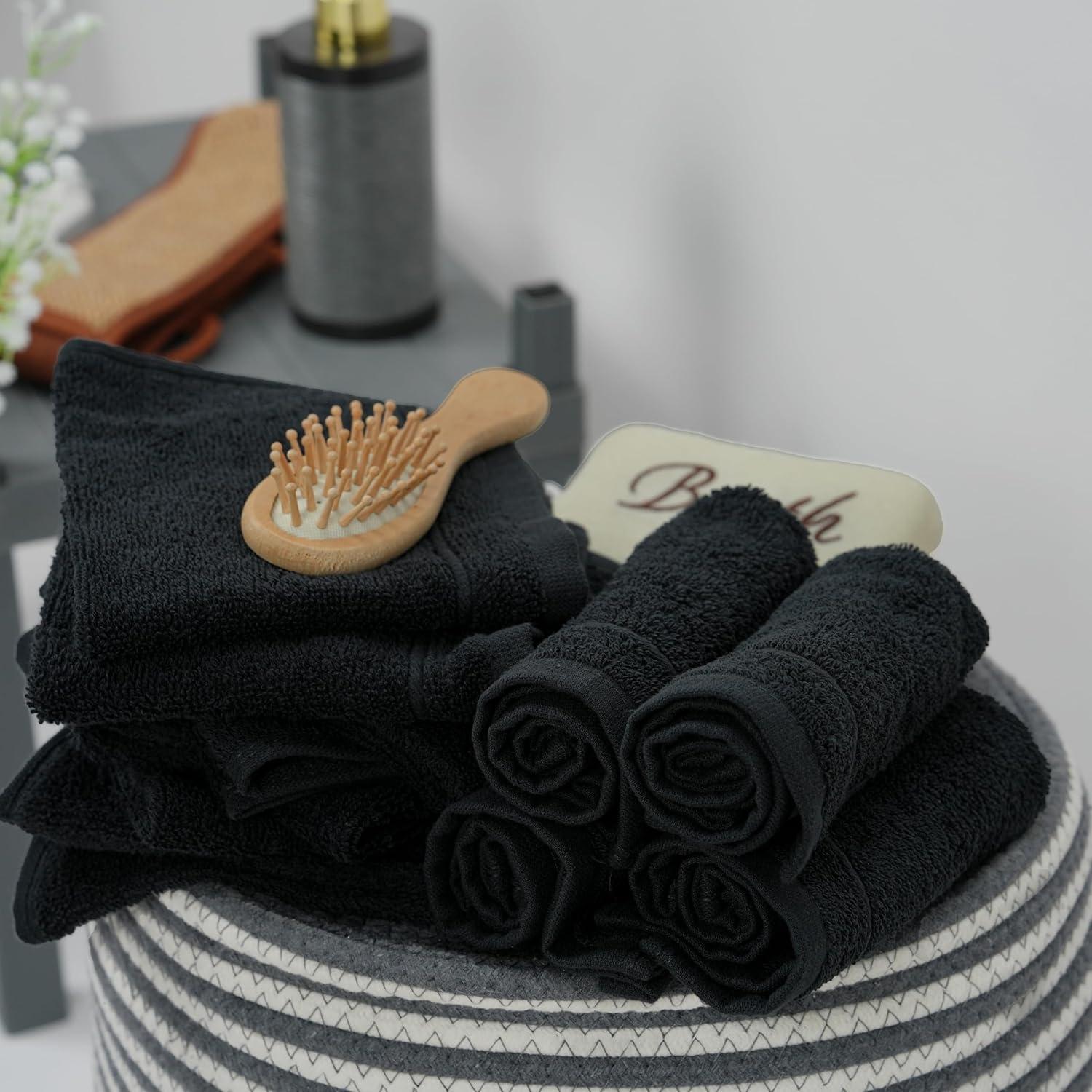 Paquete de 60 Toallas de Mano Tens TT 30x30 cm Algodón Negro