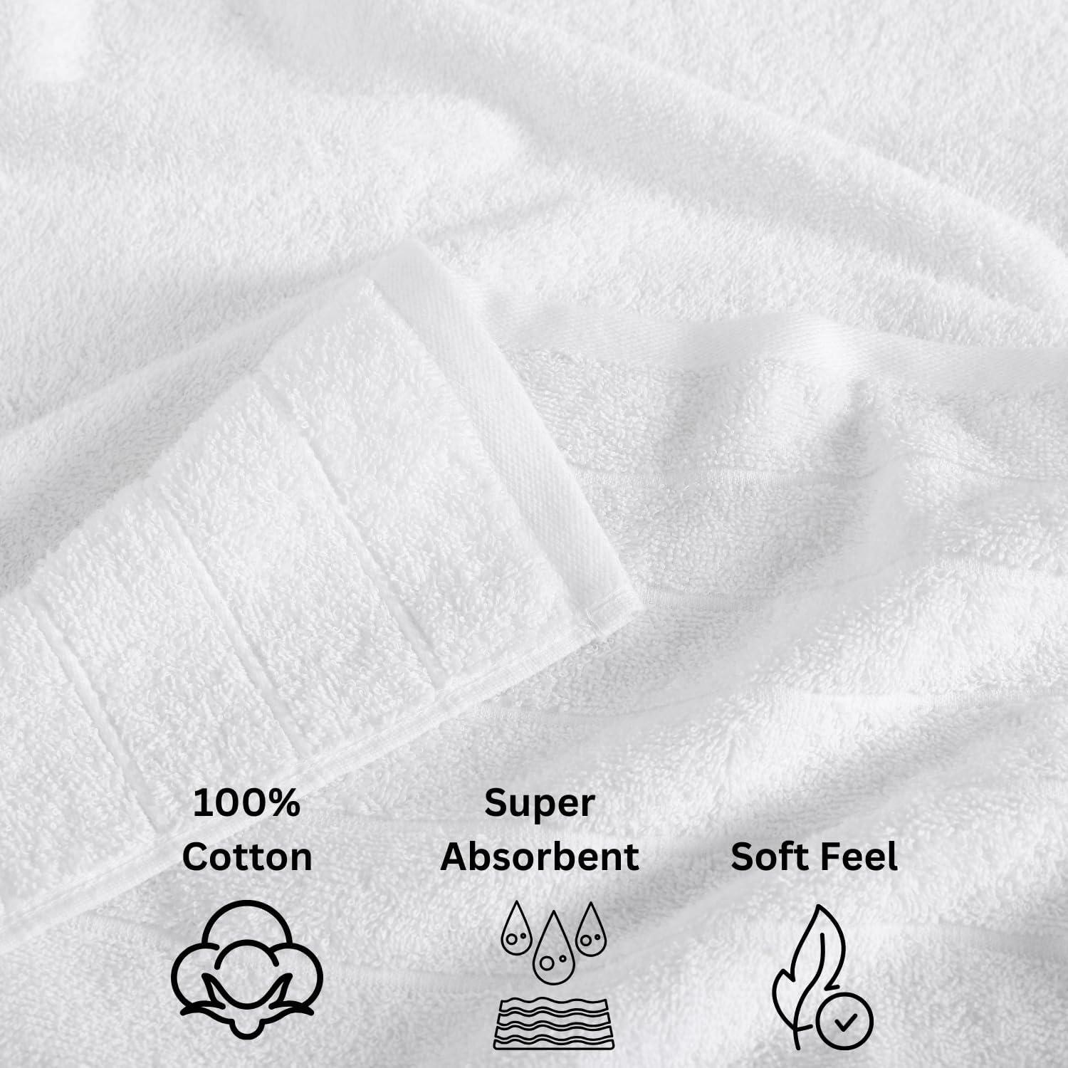 Juego de Toallas de Baño Casa Platino 24 Piezas 100% Algodón Blanco