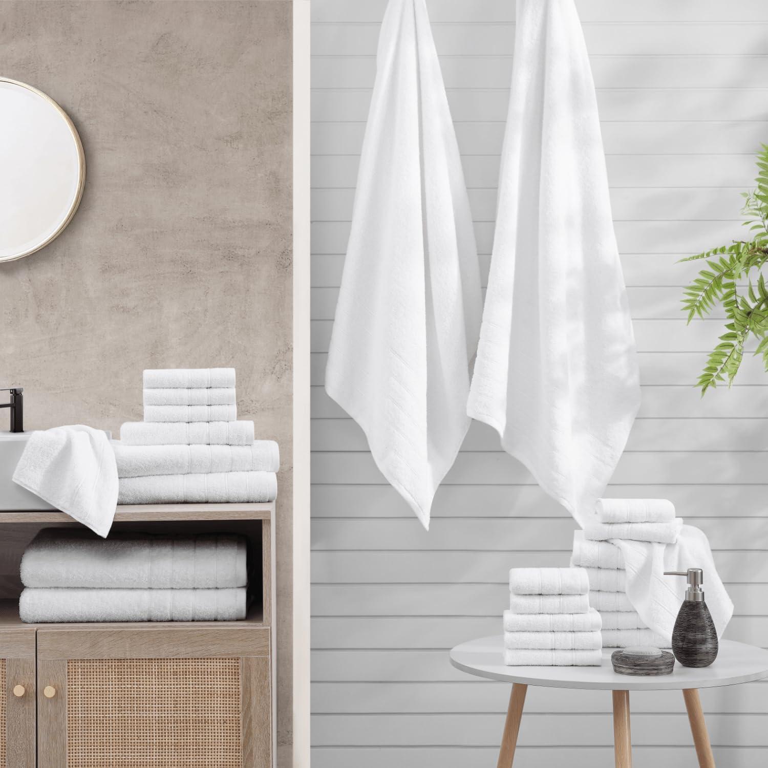 Juego de Toallas de Baño Casa Platino 24 Piezas 100% Algodón Blanco