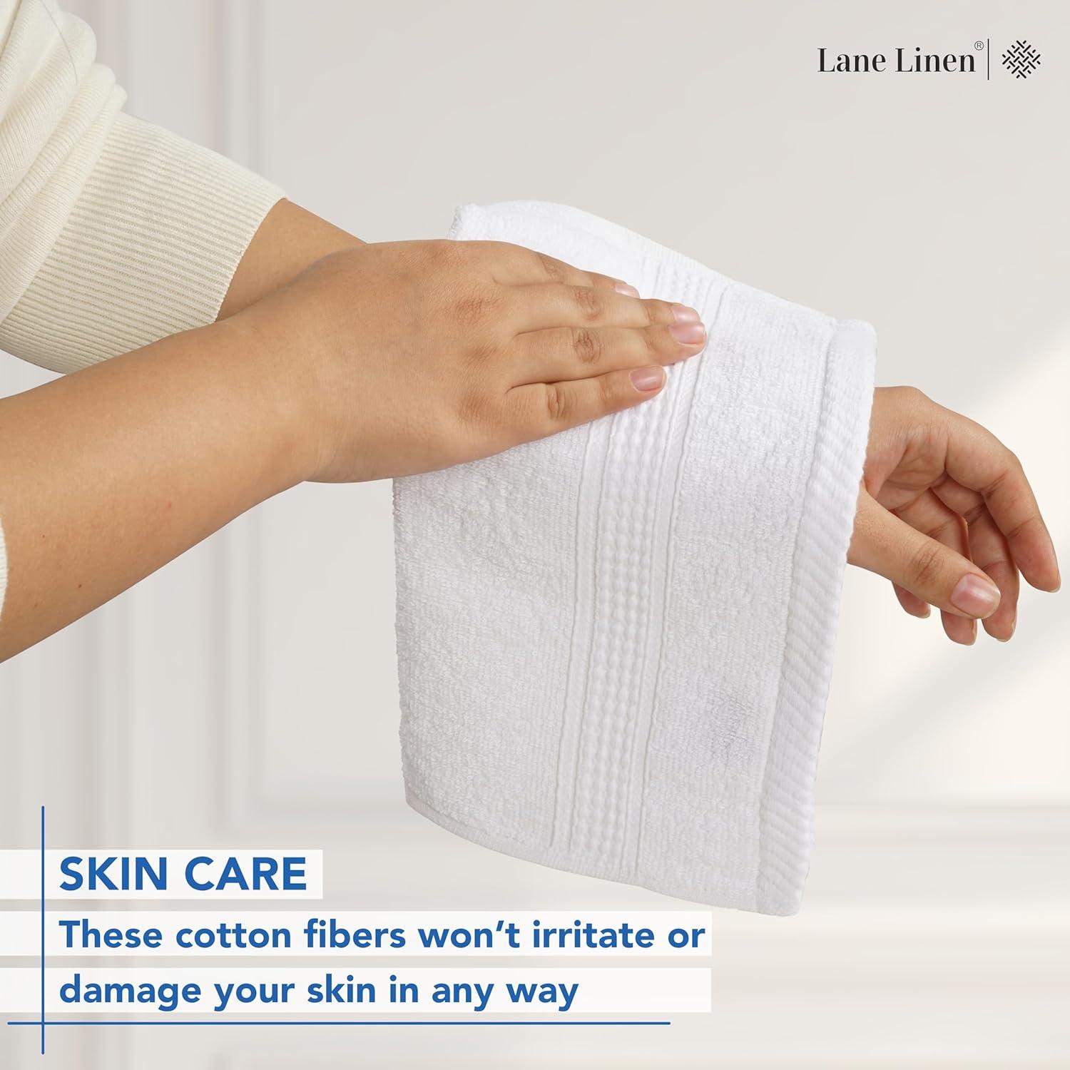 Juego de 24 Toallas de Algodón LANE LINEN 33x33cm Blancas