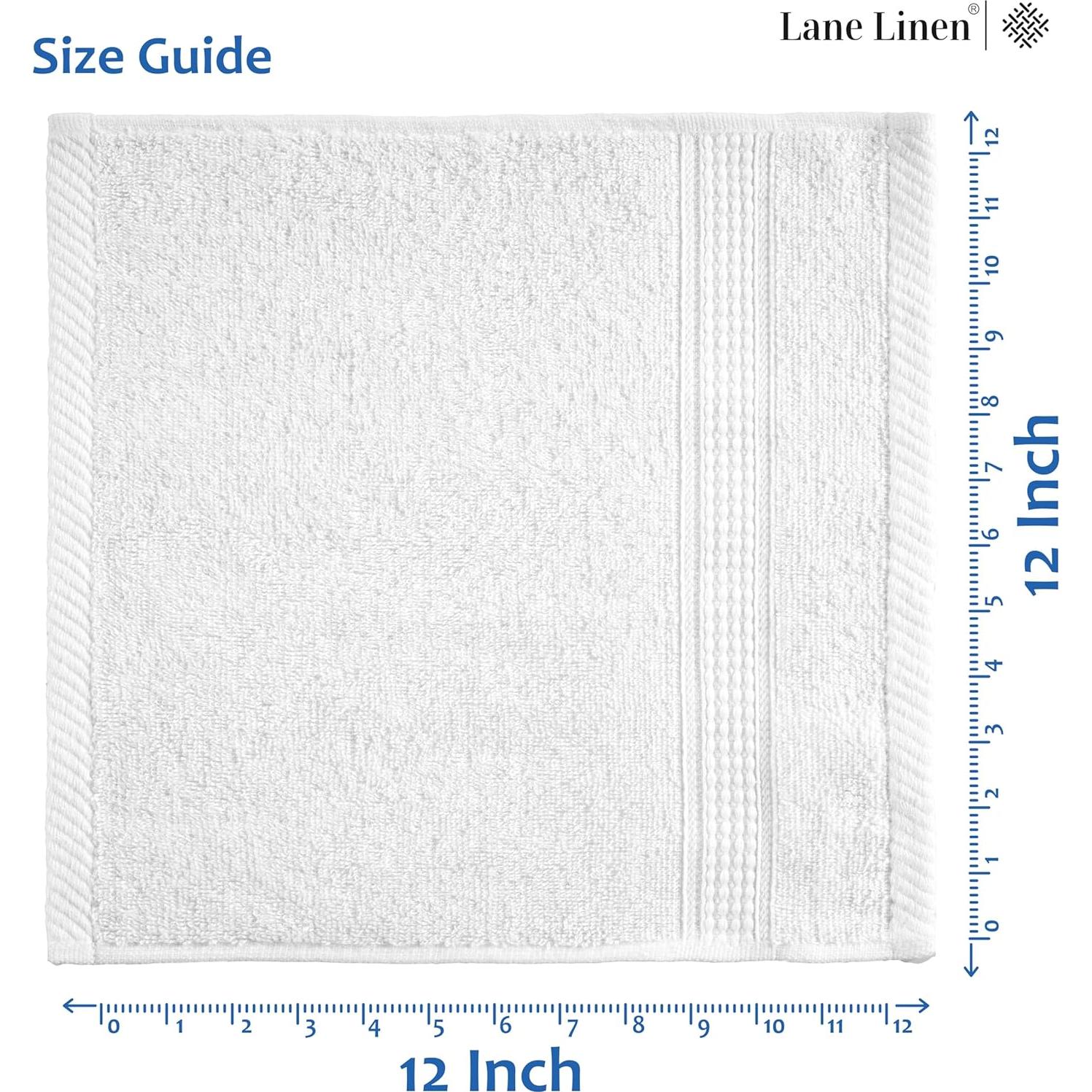 Juego de 24 Toallas de Algodón LANE LINEN 33x33cm Blancas