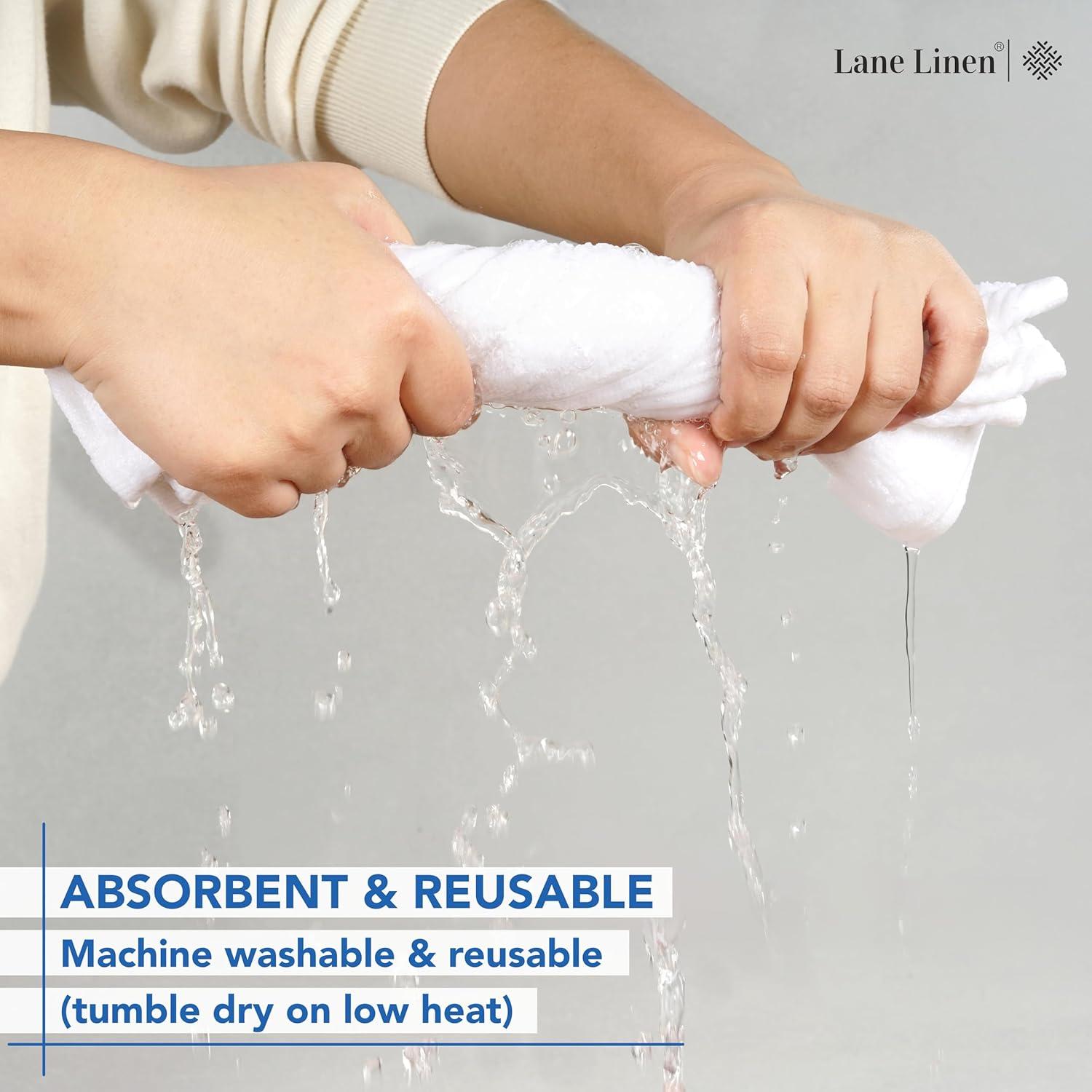 Juego de 24 Toallas de Algodón LANE LINEN 33x33cm Blancas