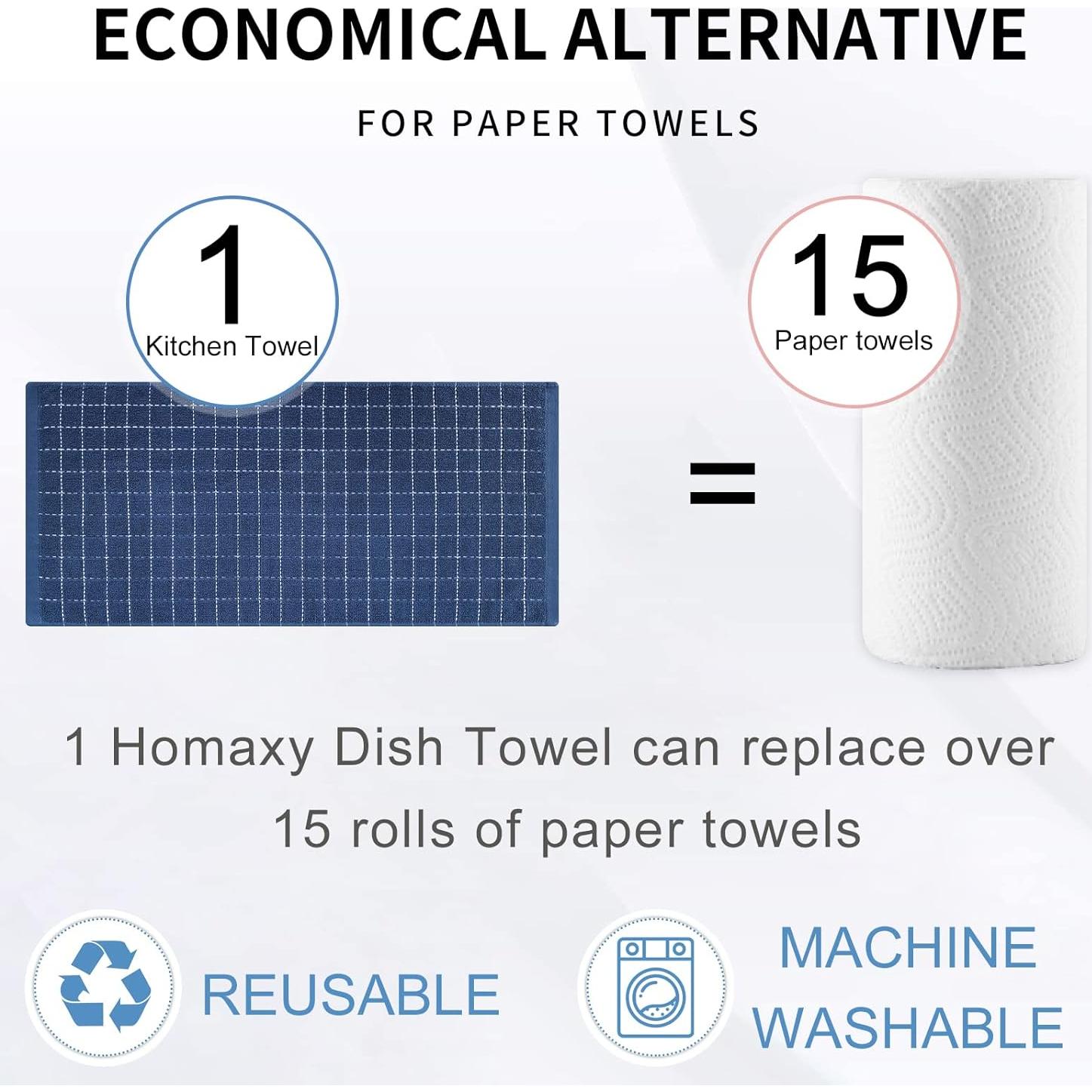 Juego de Toallas de Cocina Homaxy 100% Algodón 8 Piezas