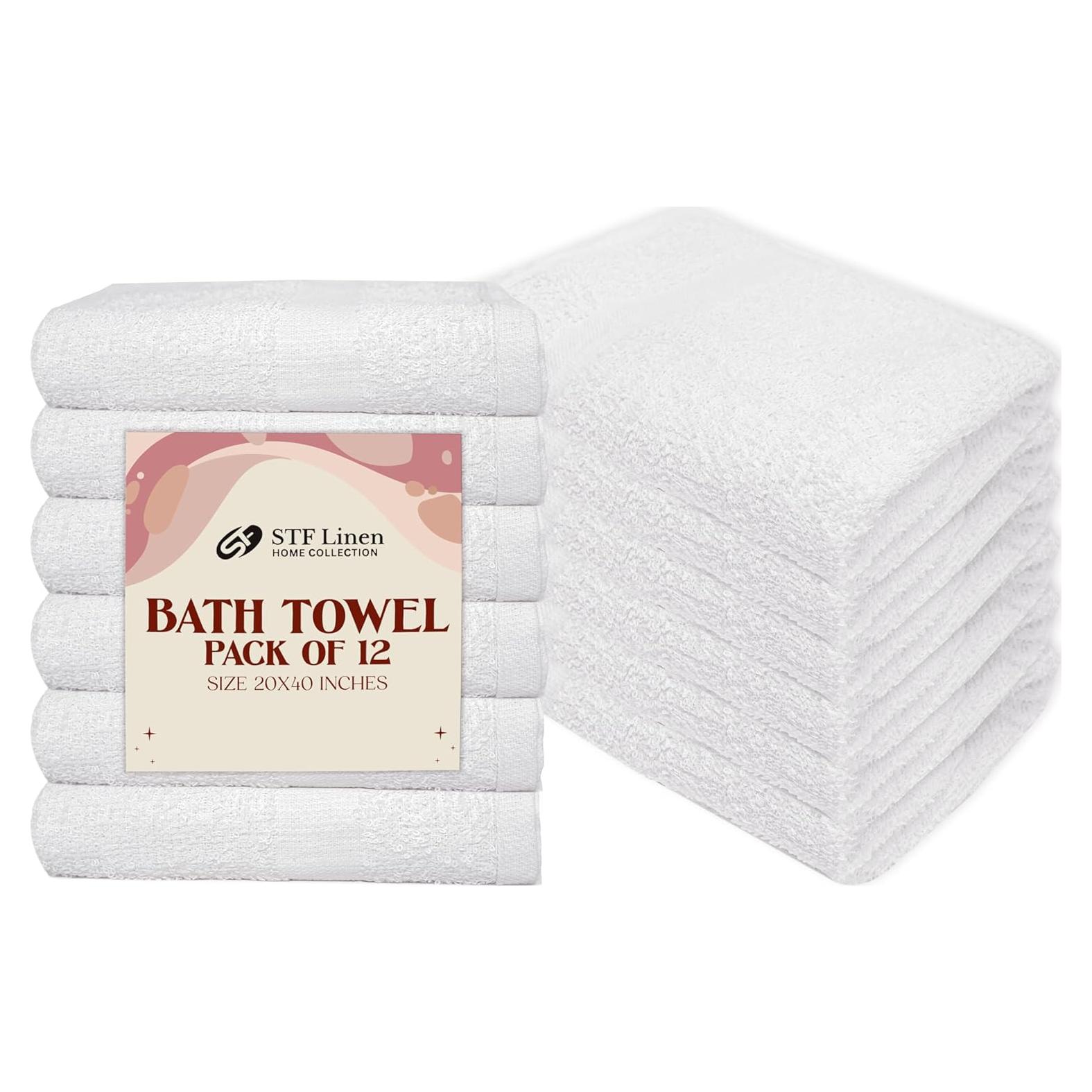 Paquete de 12 Toallas de Baño Blancas 50x100 cm 100% Algodón