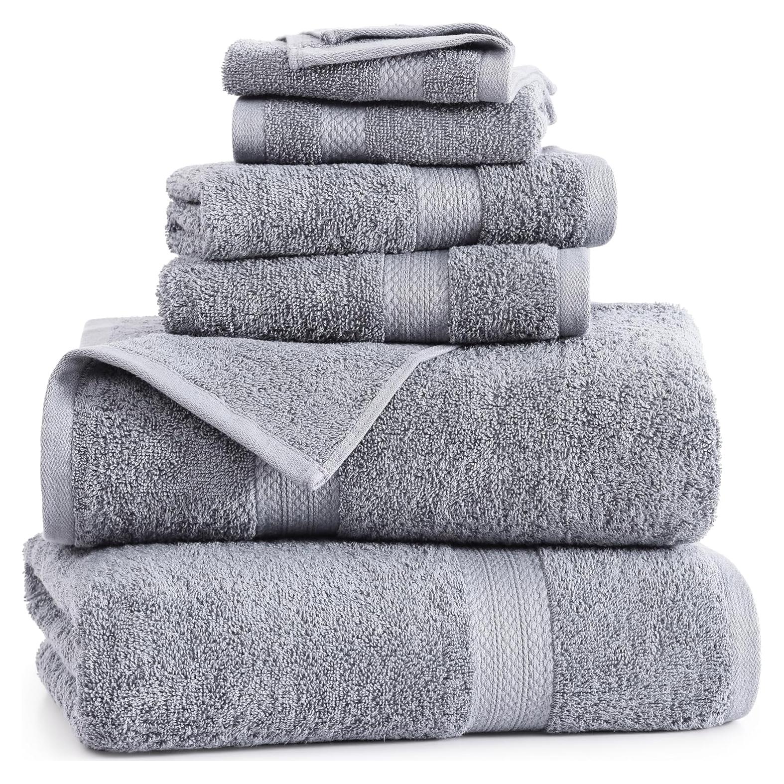 Juego de Toallas de Baño Lane Linen 100% Algodón 6 Piezas Gris