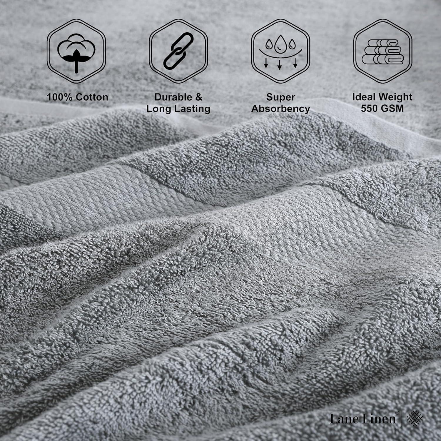 Juego de Toallas de Baño Lane Linen 100% Algodón 6 Piezas Gris