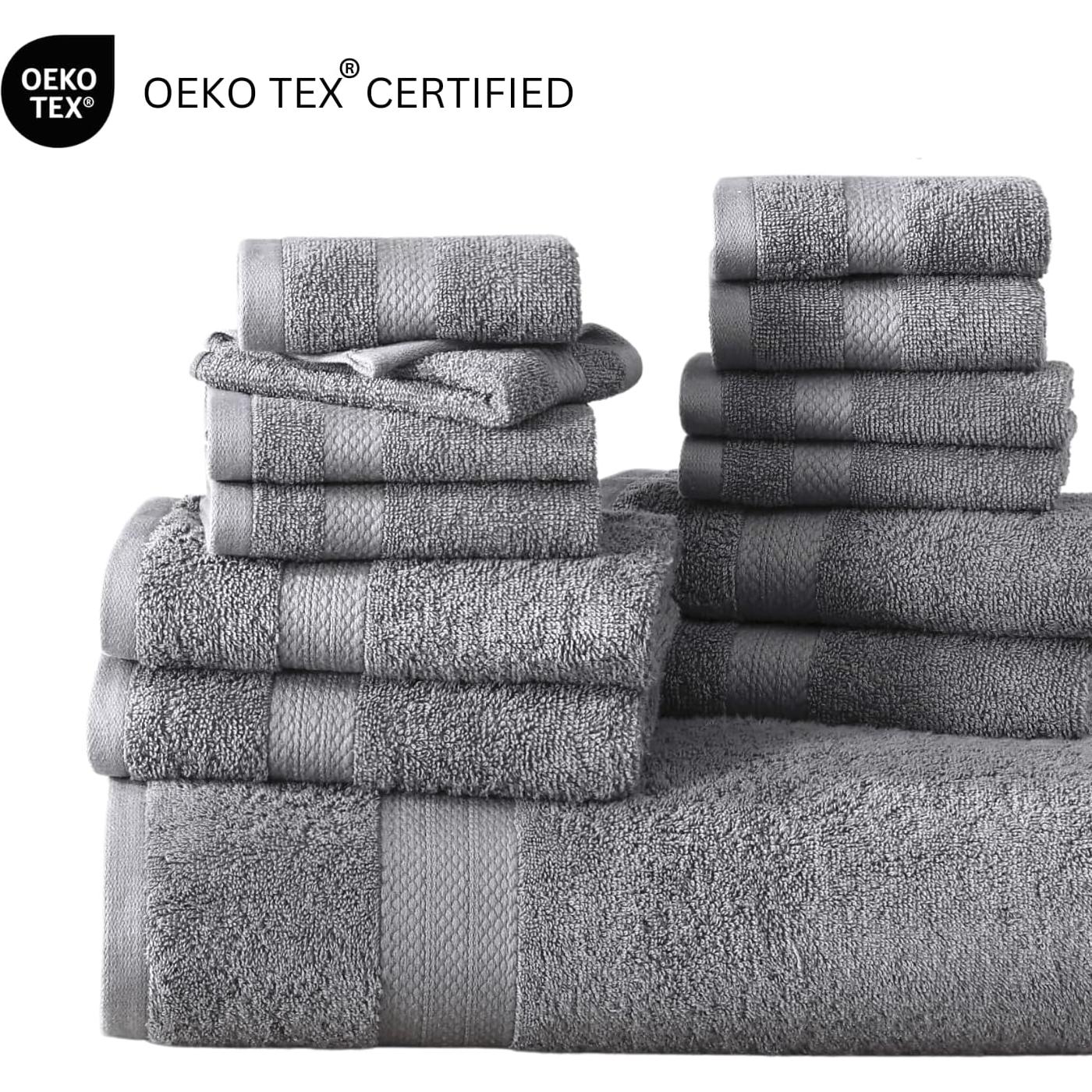 Juego de Toallas de Baño Lane Linen 100% Algodón 6 Piezas Gris