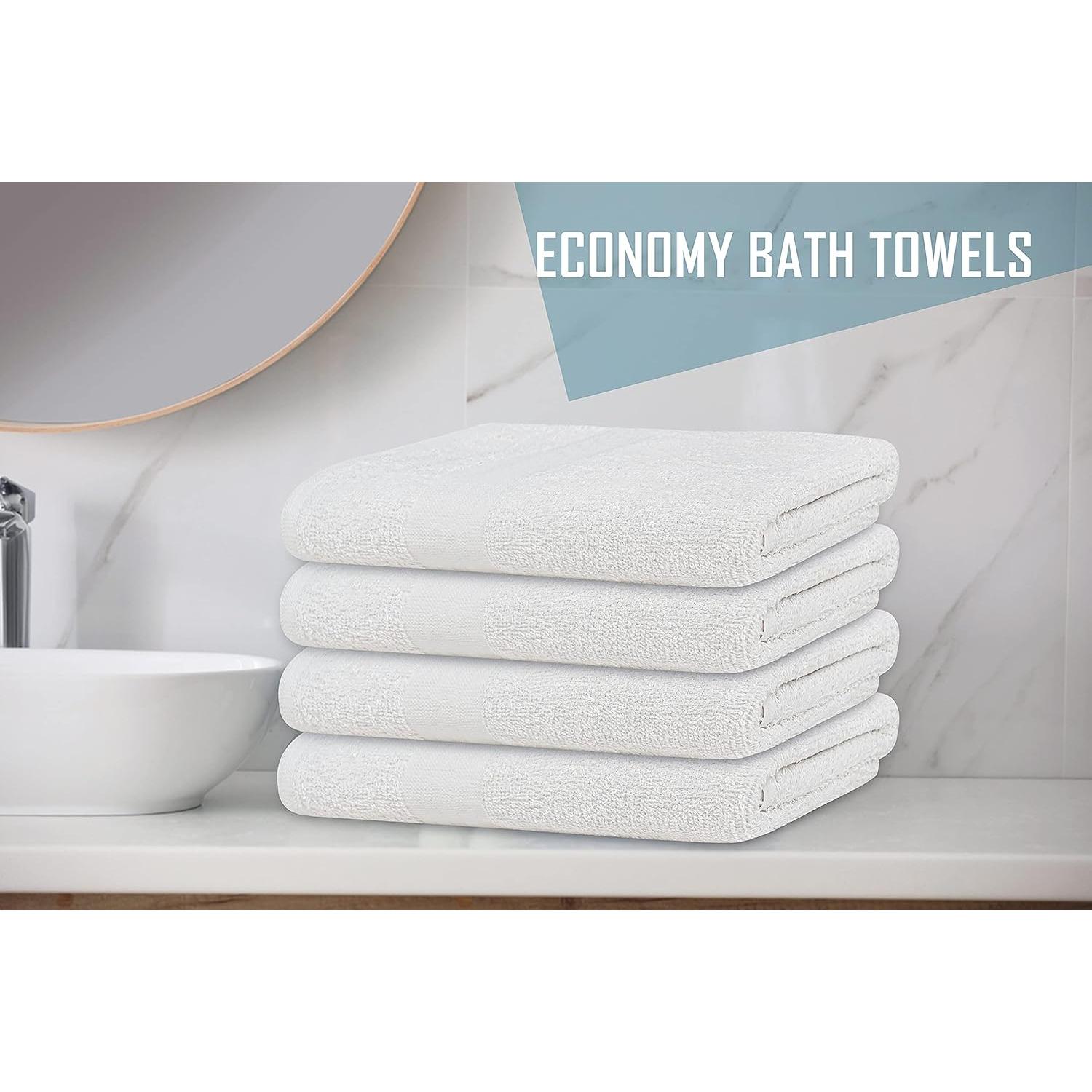 Toallas de Baño Blancas 100% Algodón - Paquete de 12 - 50.8x101.6 cm