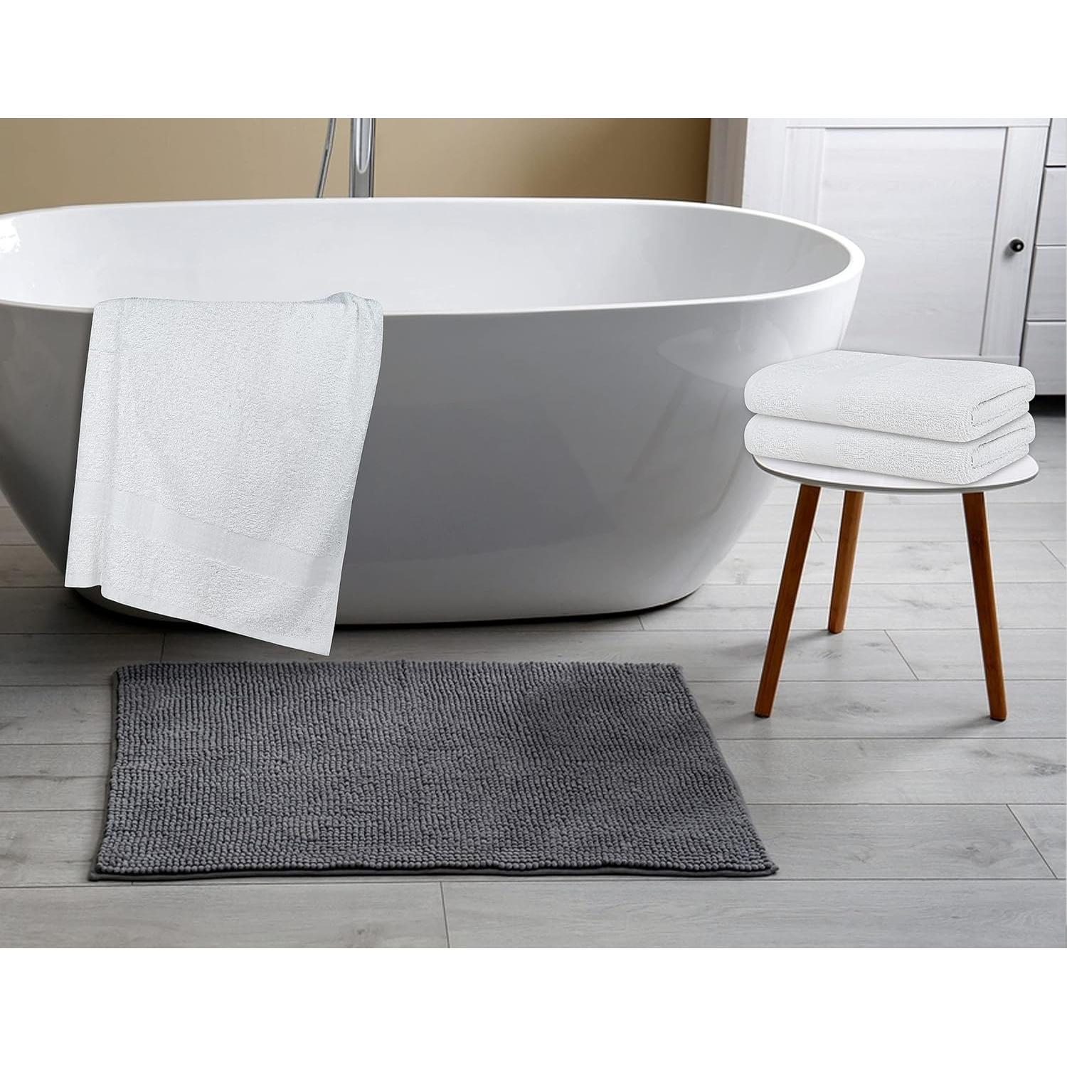 Toallas de Baño Blancas 100% Algodón - Paquete de 12 - 50.8x101.6 cm