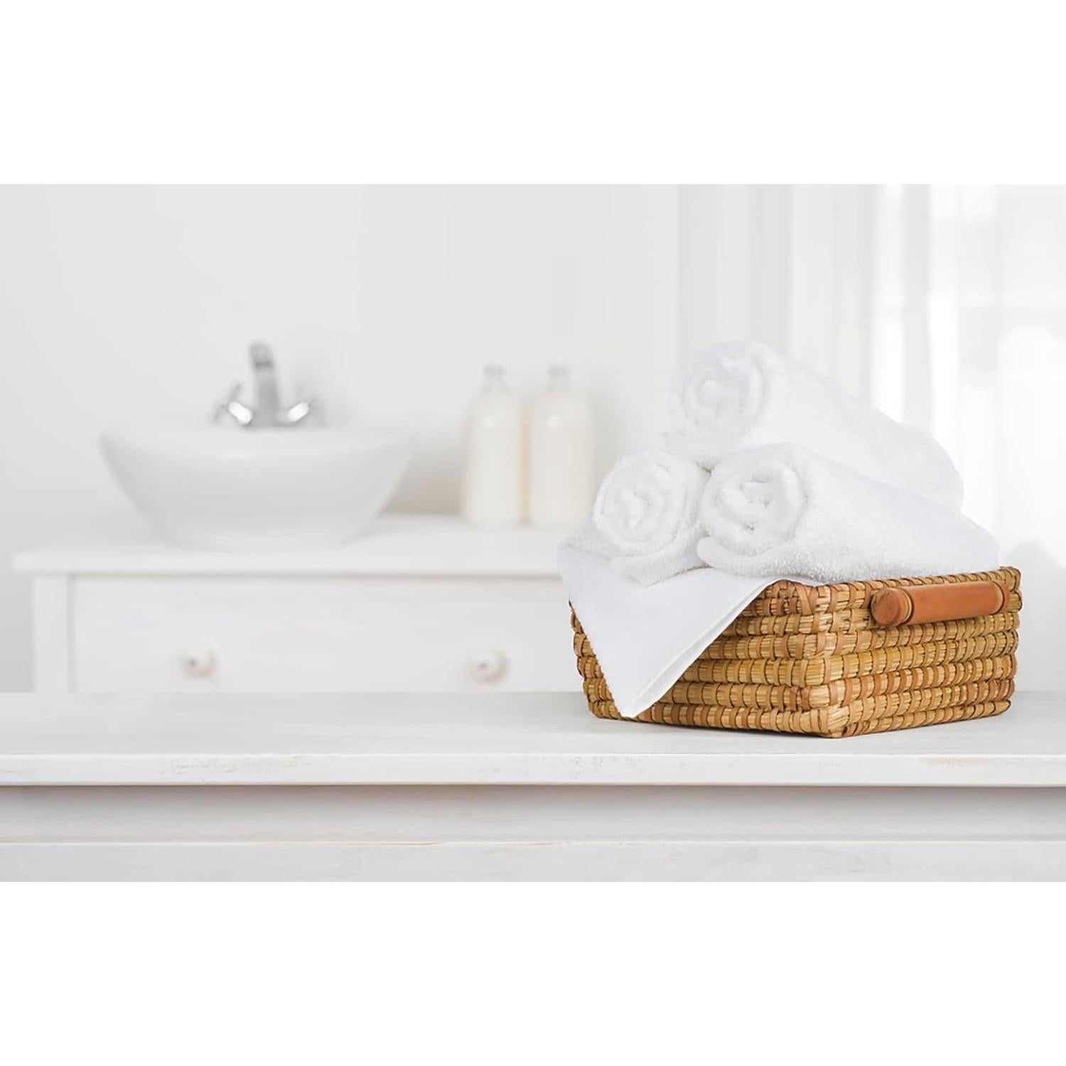 Toallas de Baño Blancas 100% Algodón - Paquete de 12 - 50.8x101.6 cm