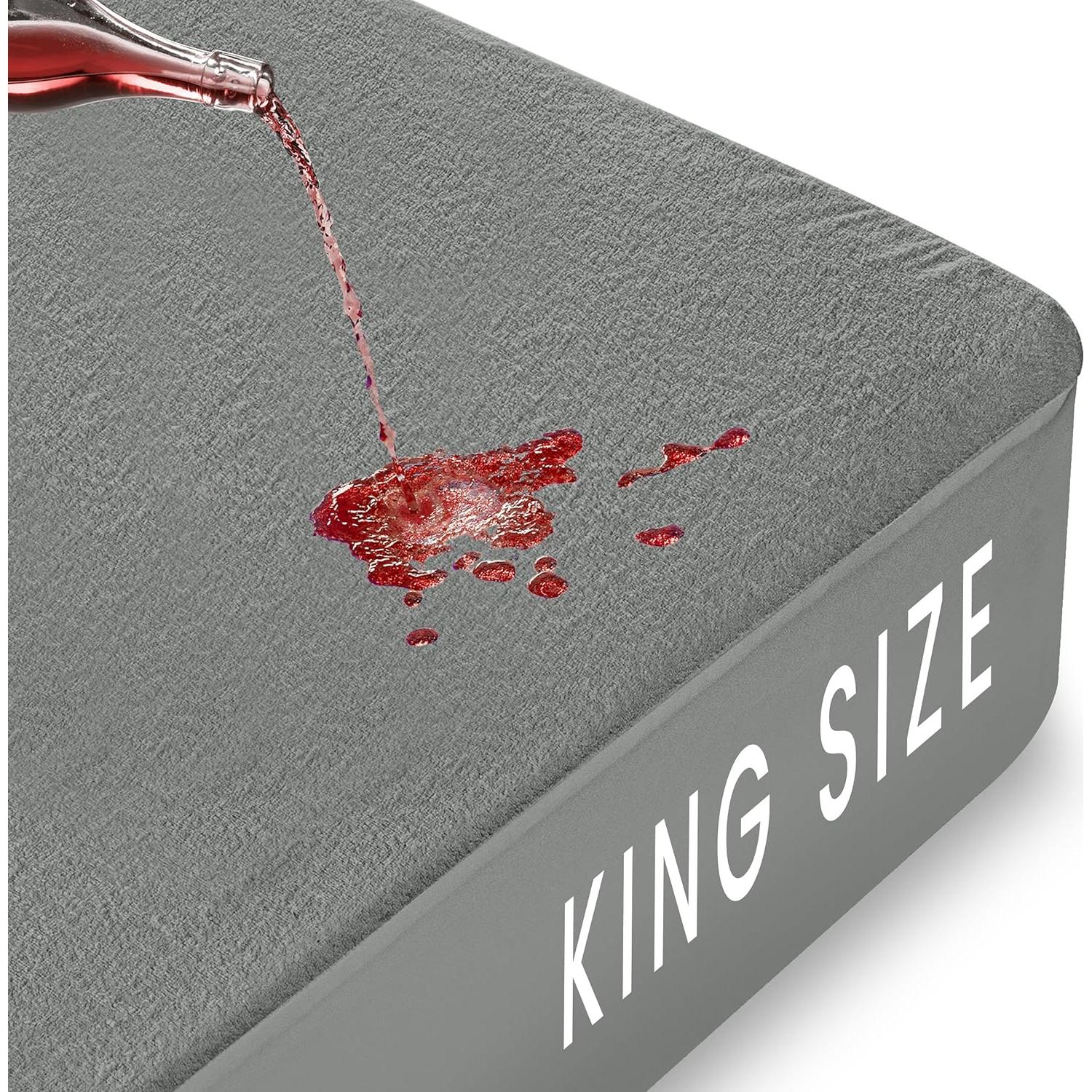 Protector de colchón impermeable Utopia Bedding Rey Gris