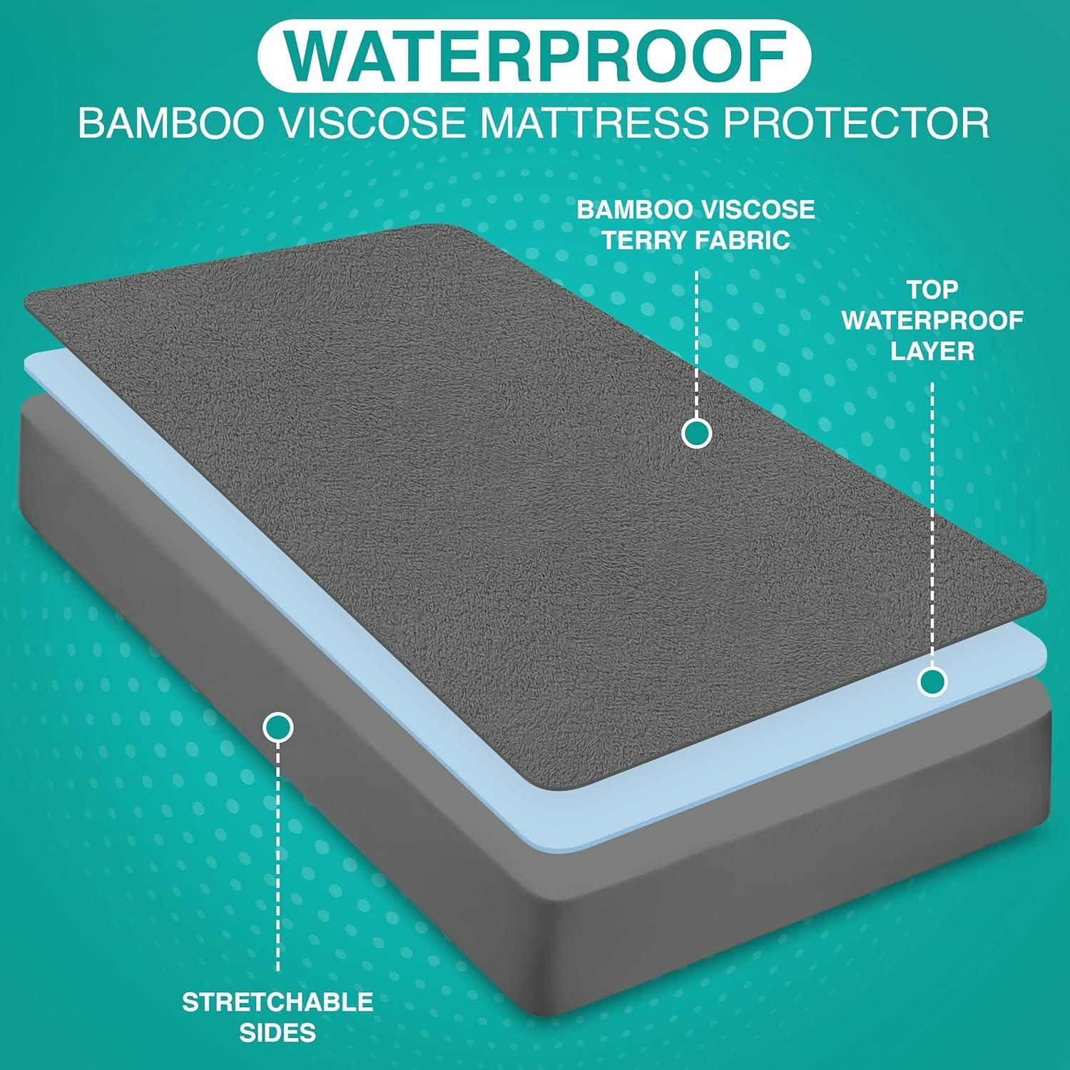 Protector de colchón impermeable Utopia Bedding Rey Gris