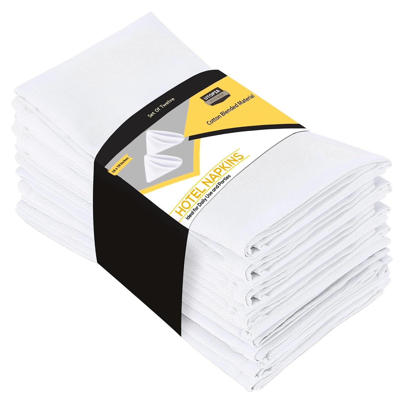 Servilletas de Tela Blancas Utopia Kitchen 45.72x45.72 cm Paquete de 12