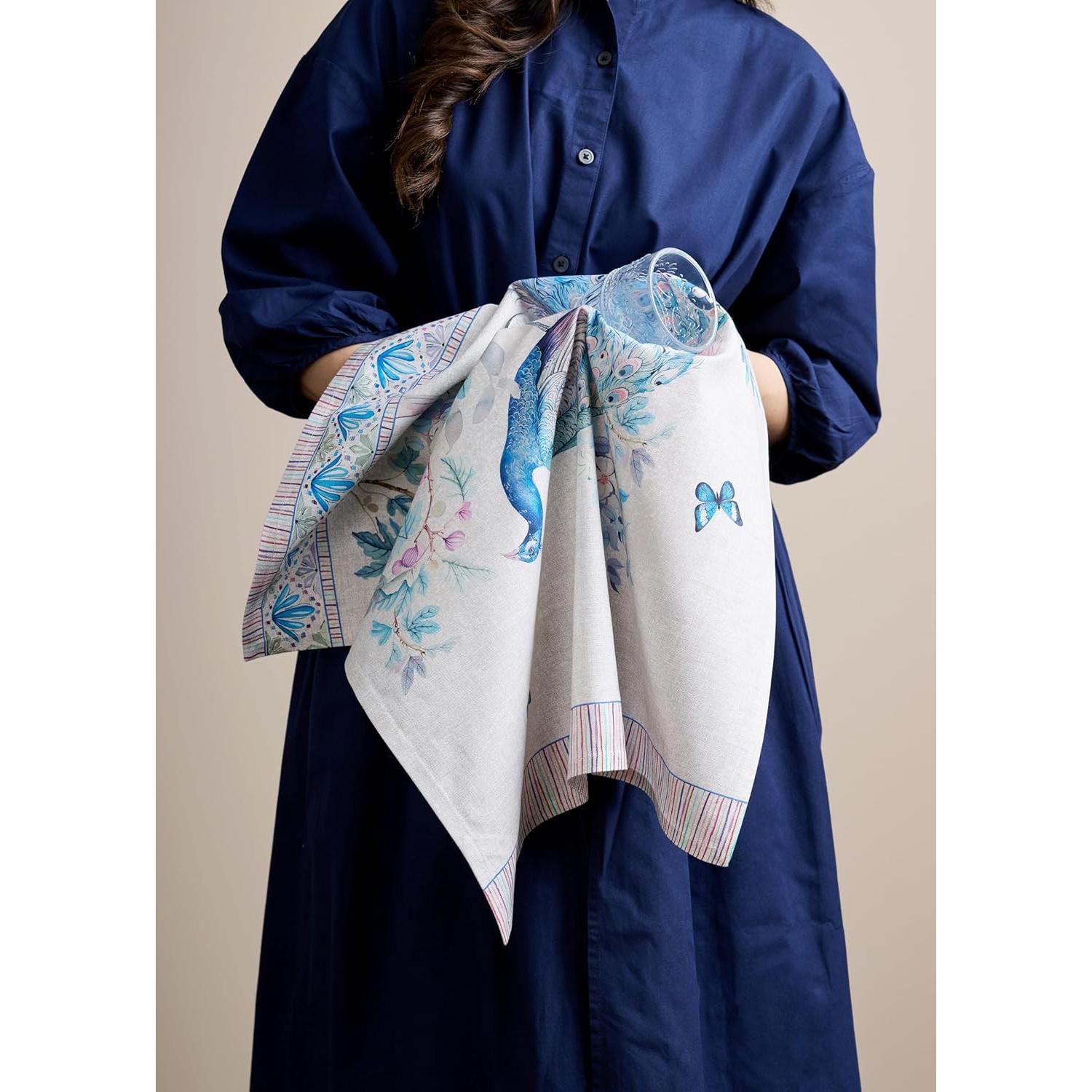 Maison d' Hermine Kitchen Towel 100% Combed Cotton Premium Set of 3 Kitchentowels Easter Tea Towels (20"x27.50") for Table Cleaning, Dining, Buffet Parties & Wedding Use - Peacock Utopia