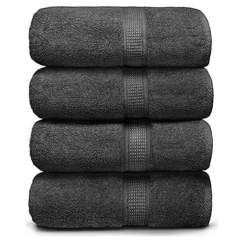 Set de 4 Toallas de Baño Ariv 100% Algodón Grande Gris