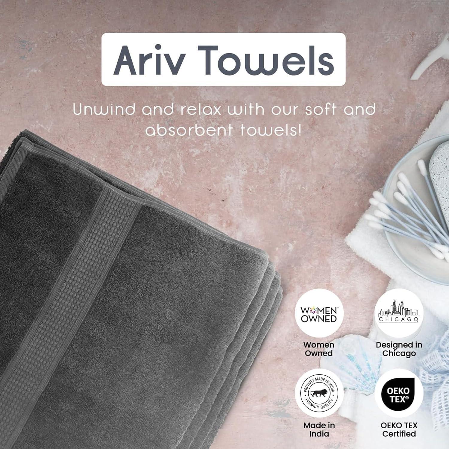 Set de 4 Toallas de Baño Ariv 100% Algodón Grande Gris