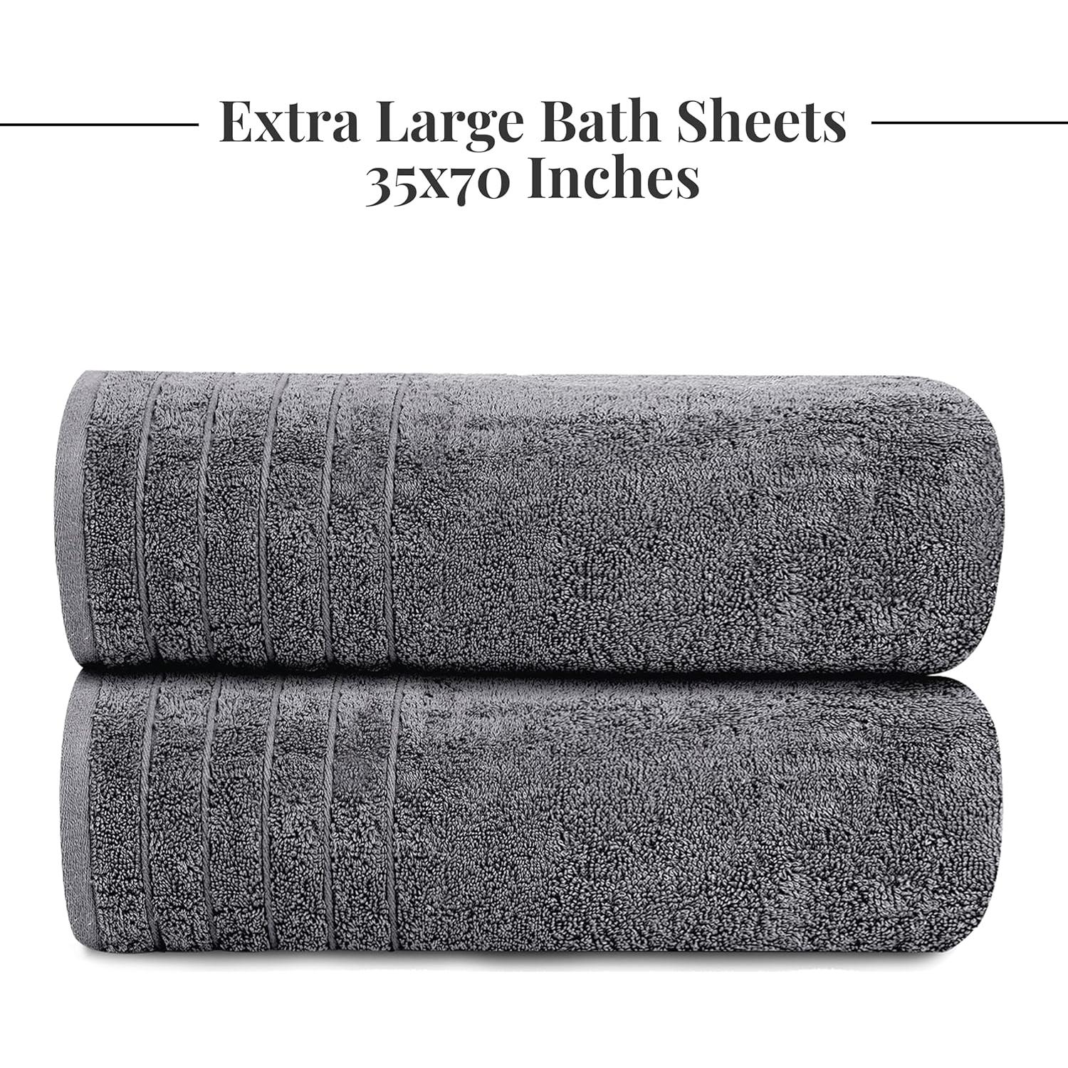 Paquete de 2 Toallas de Baño 89x178 cm Algodón Tens Towels Gris