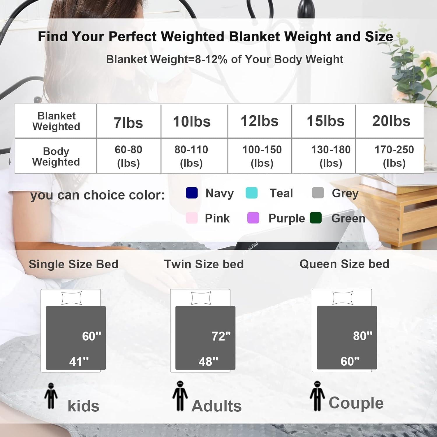 Manta con Peso Alomidds 122x183cm 5.4kg Rosa Terciopelo