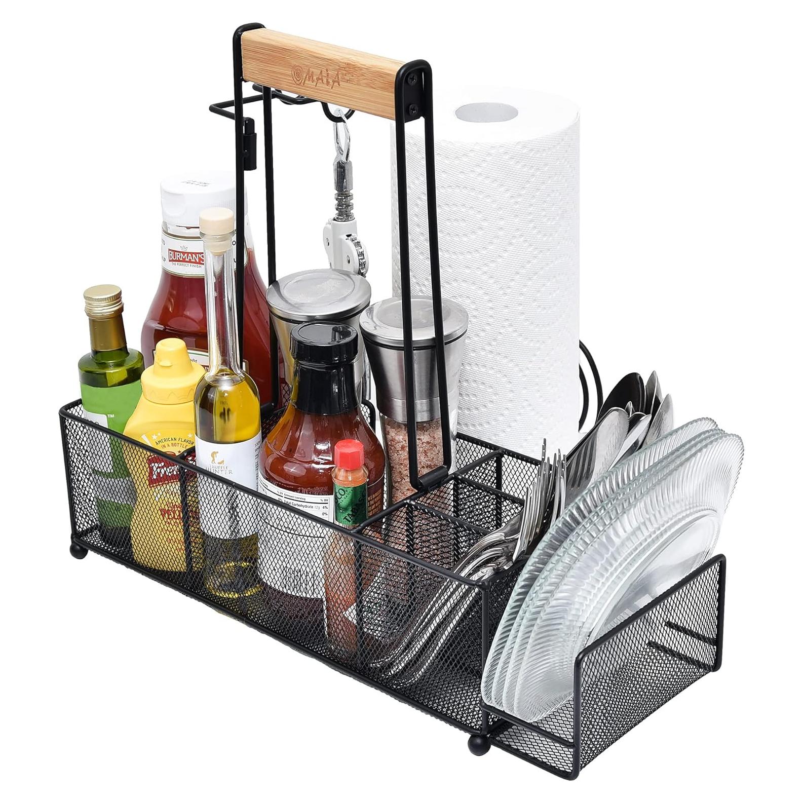 Caddy Multifuncional OMAIA para BBQ y Camping - 6 Compartimentos