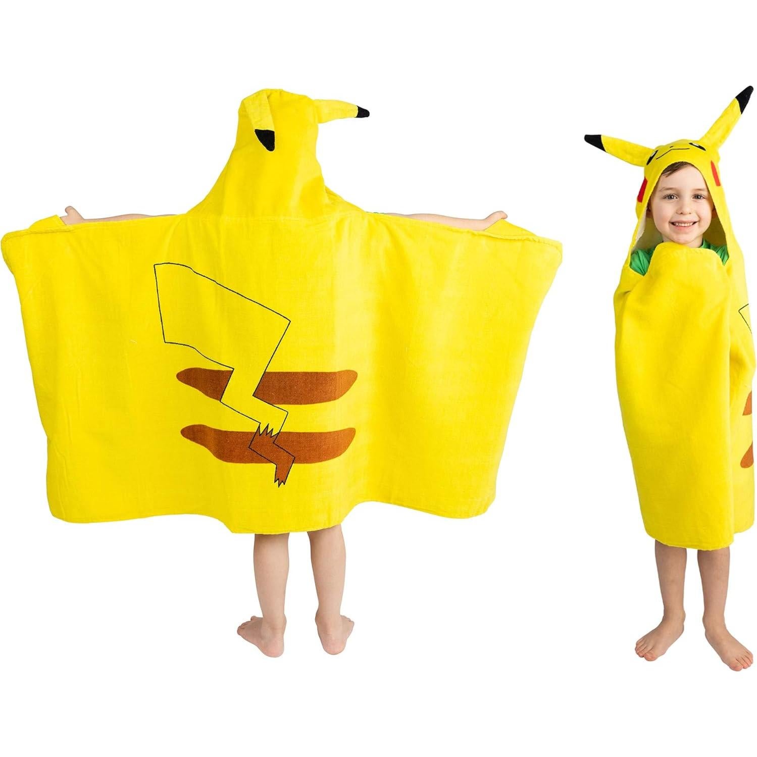 Toalla con Capucha Franco Kids Algodón Terry Pikachu 61x127cm