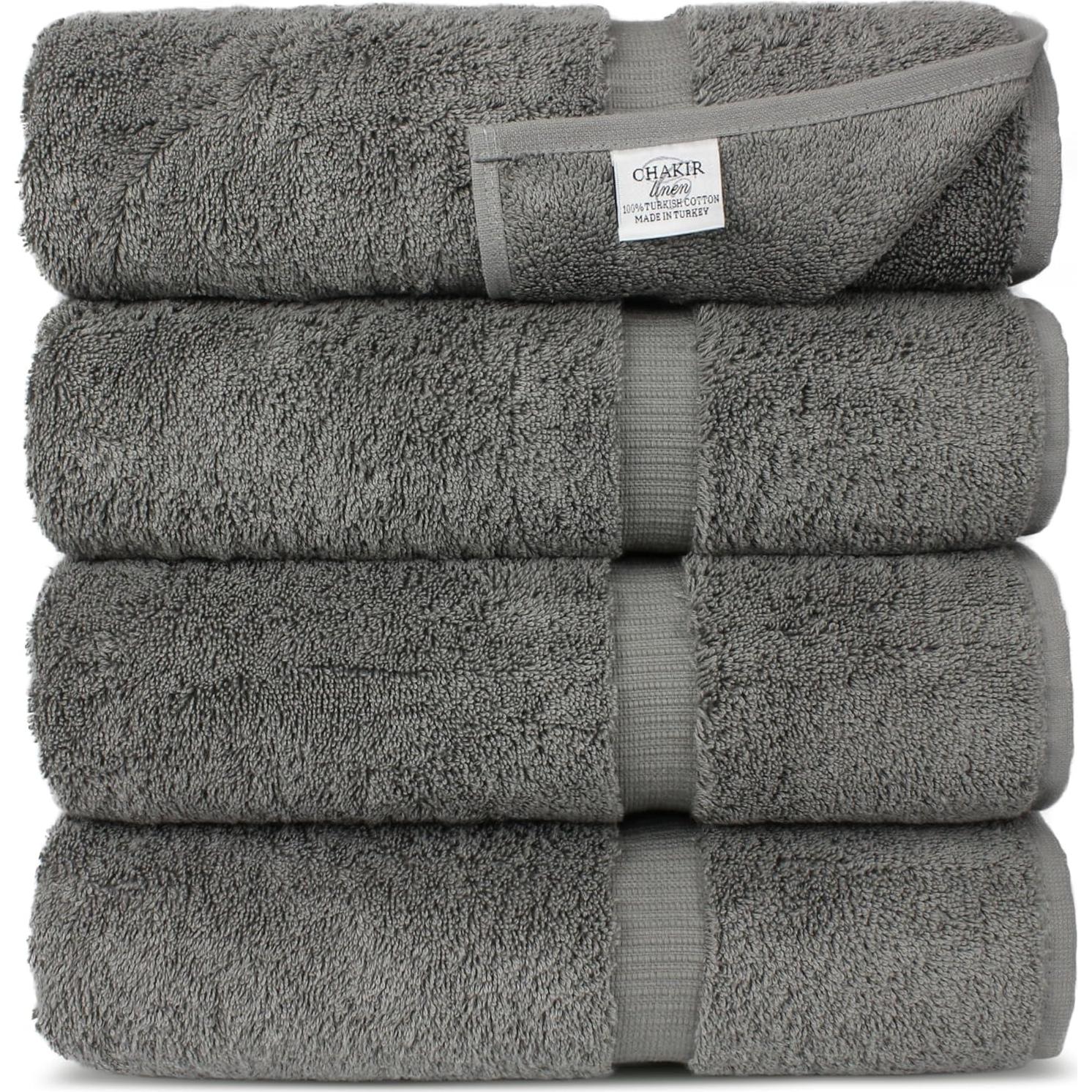 Juego de 4 Toallas de Baño Premium Algodón Chakir Gris