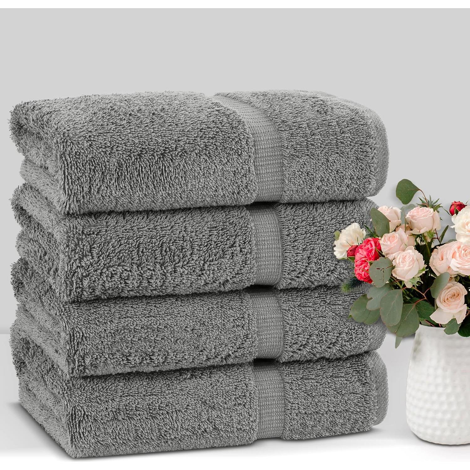 Juego de 4 Toallas de Baño Premium Algodón Chakir Gris