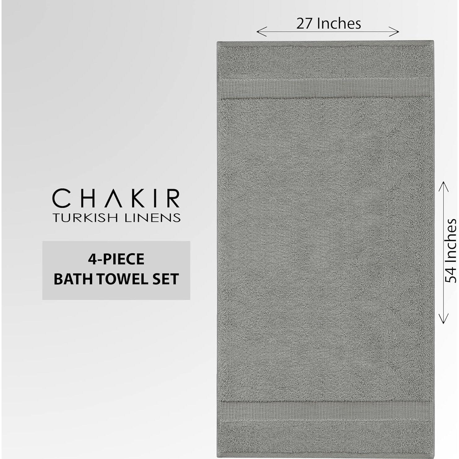 Juego de 4 Toallas de Baño Premium Algodón Chakir Gris