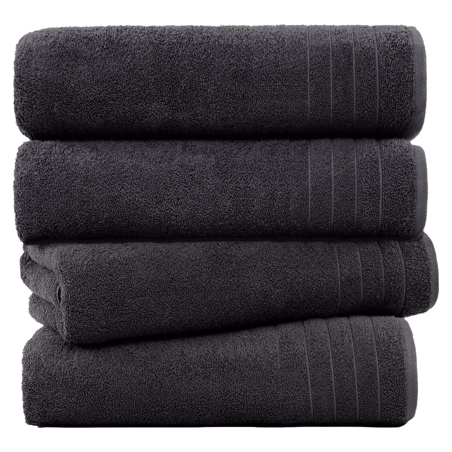 Toallas de Baño Grises CottonsClout - Paquete de 4, 76x152 cm