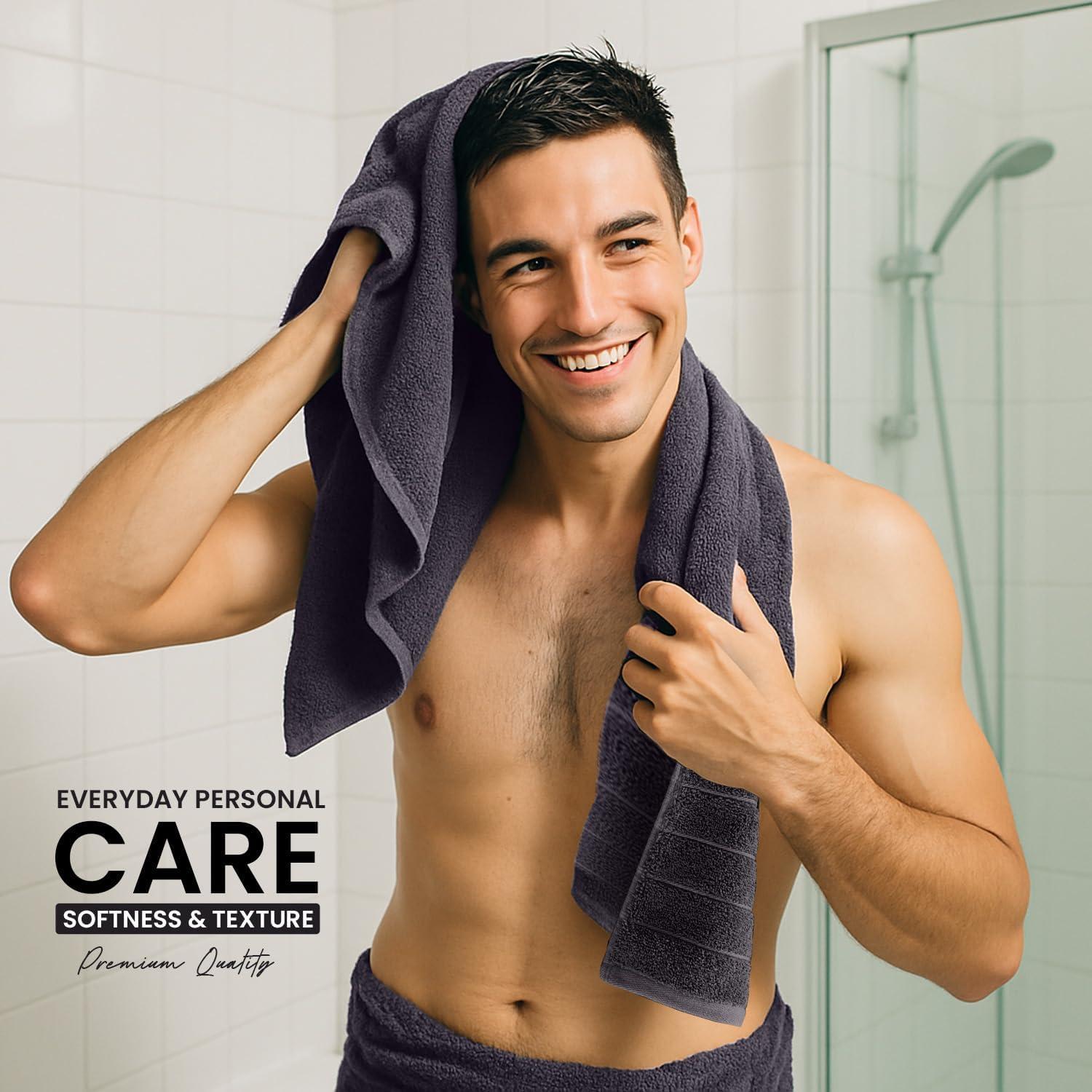 Toallas de Baño Grises CottonsClout - Paquete de 4, 76x152 cm