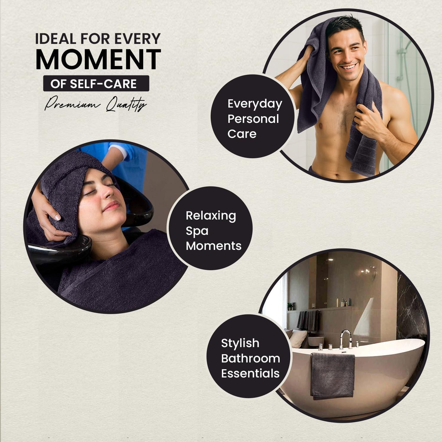 Toallas de Baño Grises CottonsClout - Paquete de 4, 76x152 cm