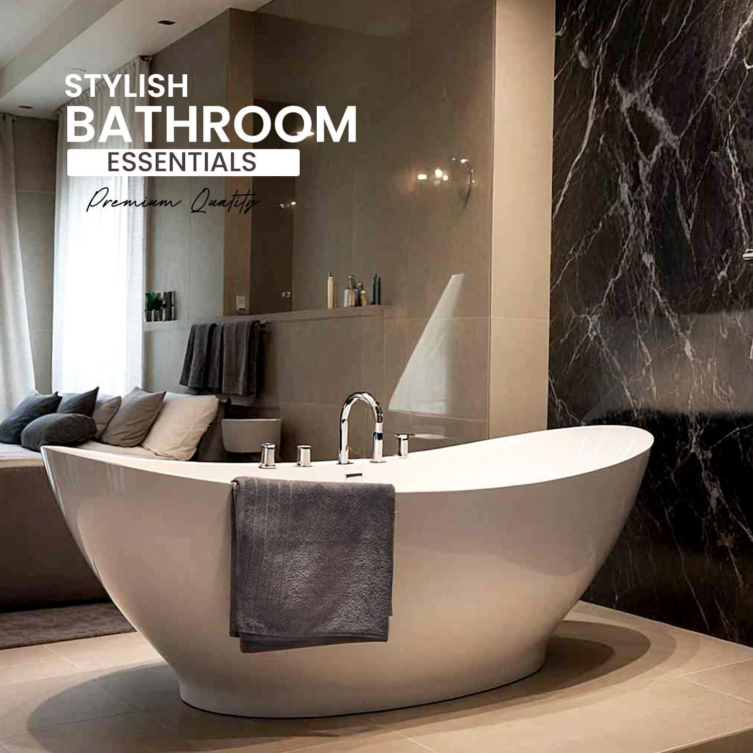 Toallas de Baño Grises CottonsClout - Paquete de 4, 76x152 cm