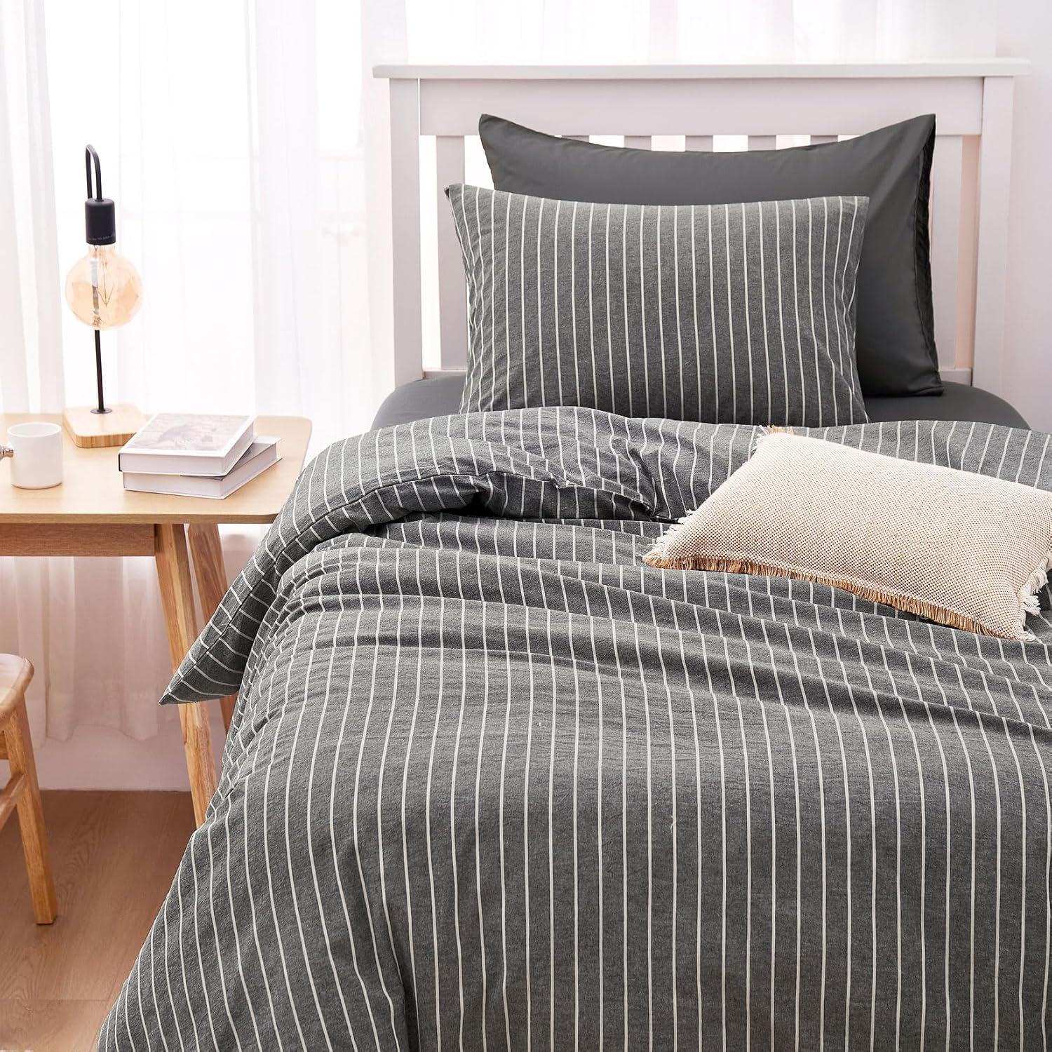 Juego de Funda Nórdica Individual Despertar En Nube Algodón Gris 3 Piezas