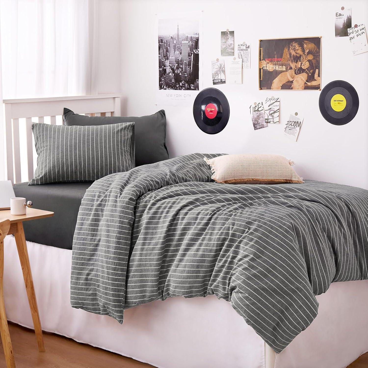 Juego de Funda Nórdica Individual Despertar En Nube Algodón Gris 3 Piezas