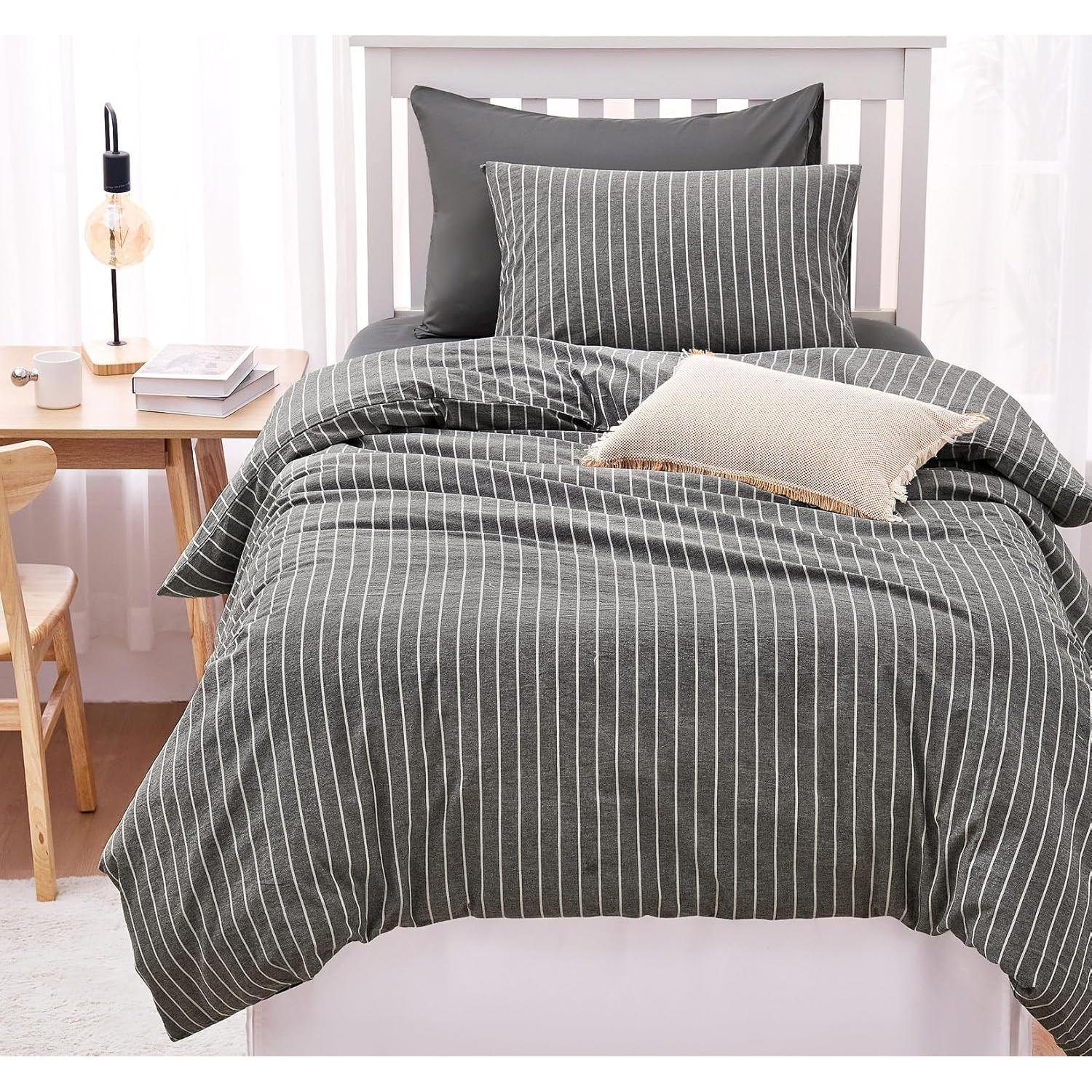 Juego de Funda Nórdica Individual Despertar En Nube Algodón Gris 3 Piezas