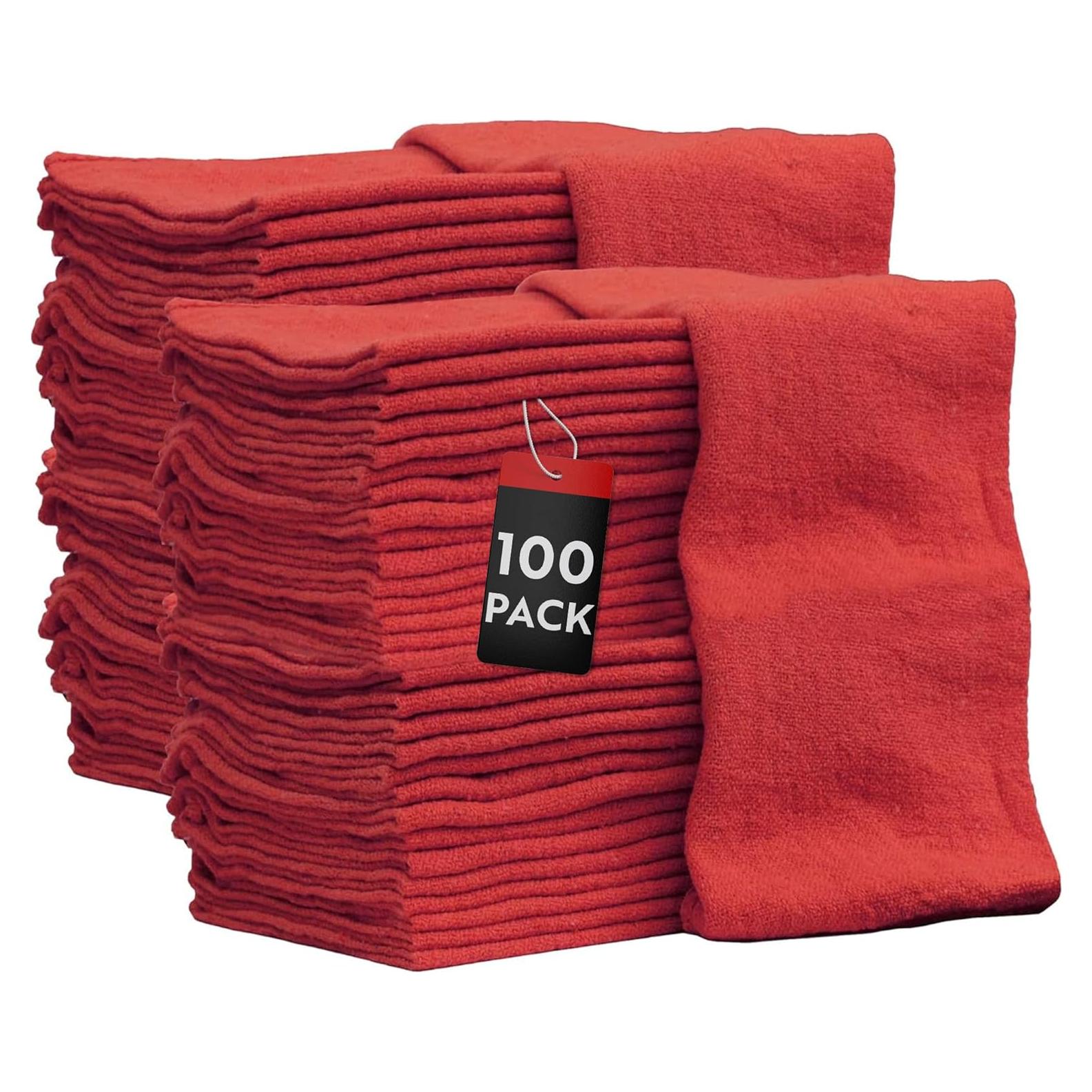 Toallas de Taller Nabob Wipers 100% Algodón 100 Paquete Rojo