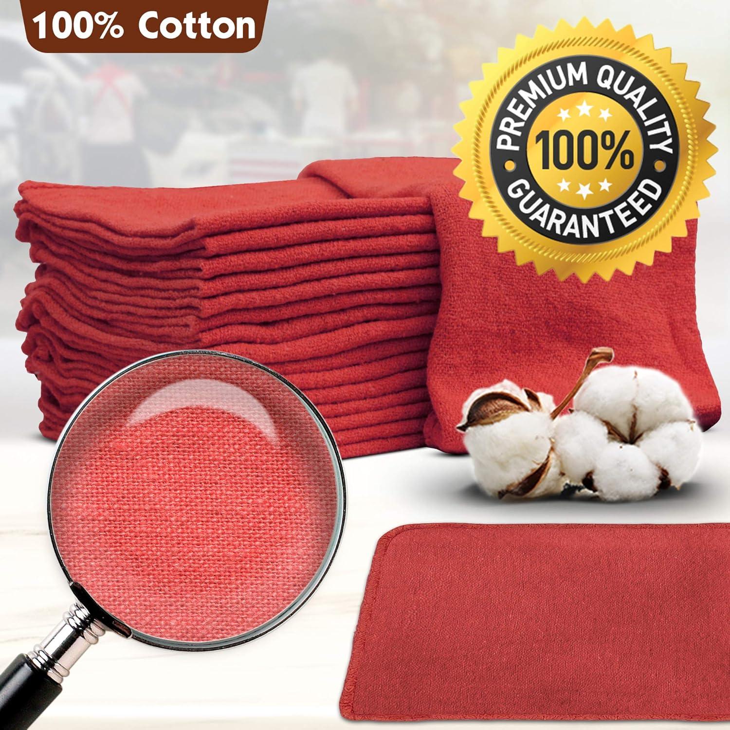 Toallas de Taller Nabob Wipers 100% Algodón 100 Paquete Rojo