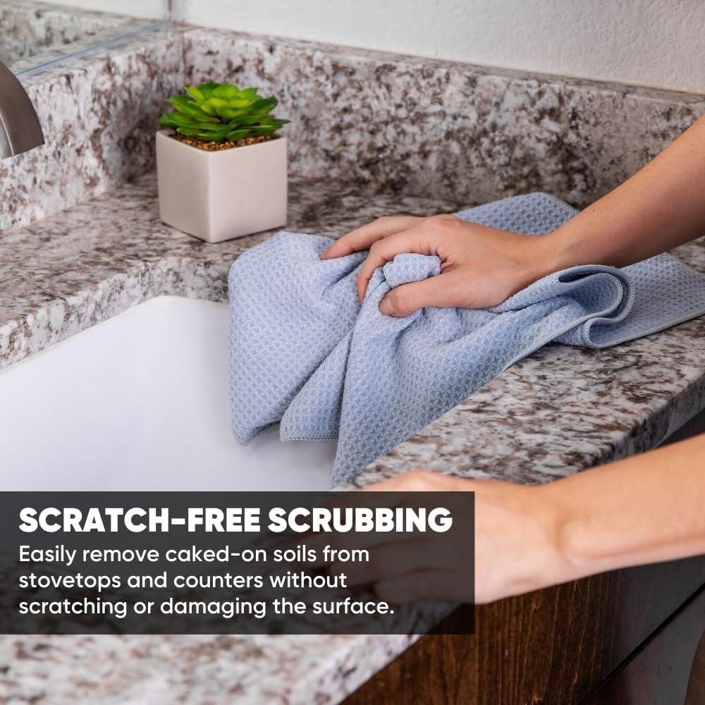 Toallas de Microfibra Waffle Azul 16x24 cm - 6 Paquete