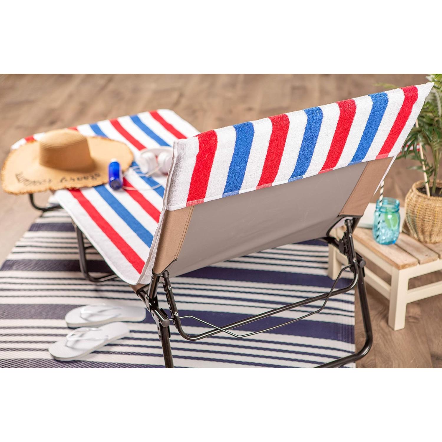 Tumbona de Playa DII con Toalla de Algodón Rayada 66x208 cm