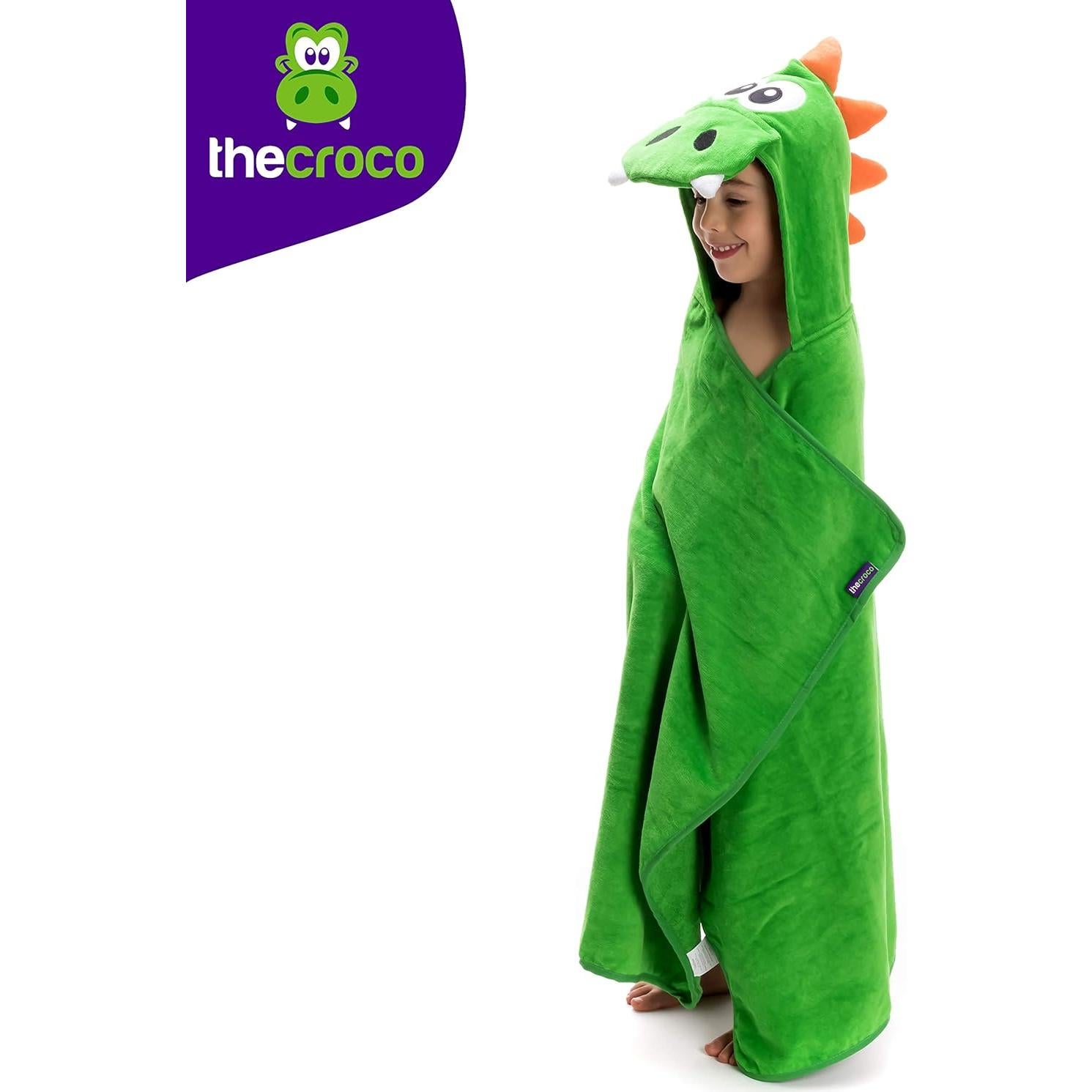 Toalla con Capucha TheCroco Verde 124x71 cm 100% Algodón Absorbente