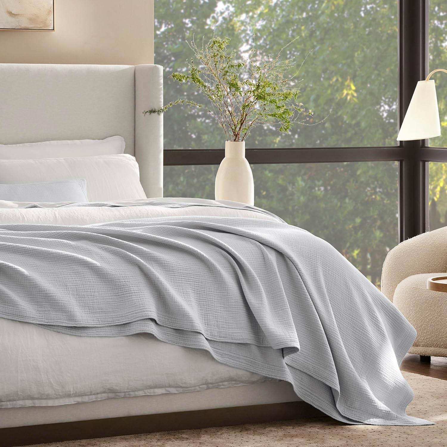 Manta de Cama King Boll & Branch 100% Algodón Orgánico Cielo