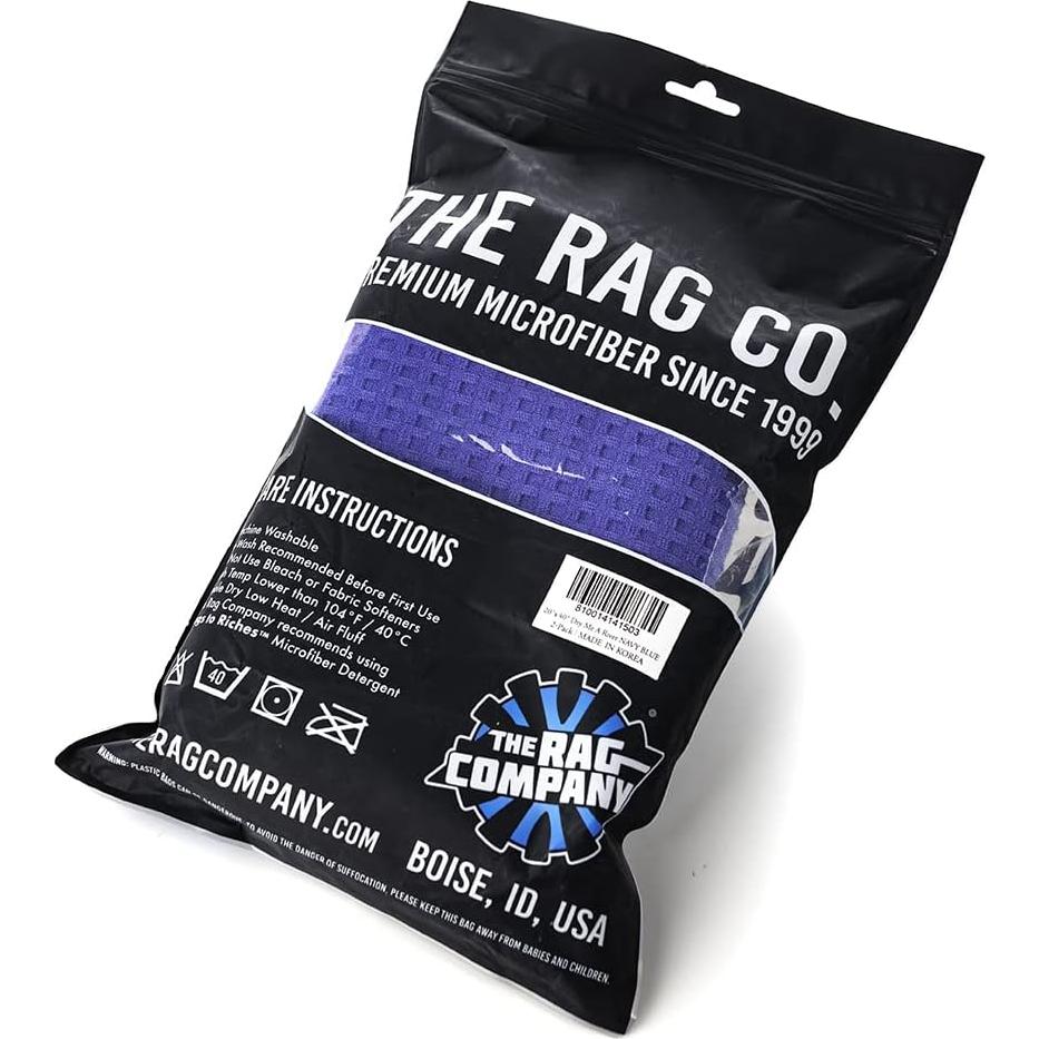 Toallas de Microfibra The Rag Company 70/30 390GSM 50.8x101.6cm Azul (2-Pack)