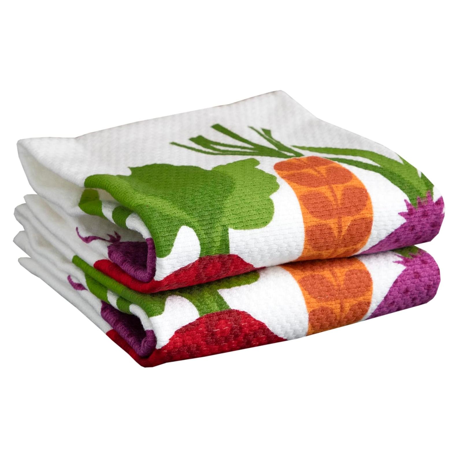Juego de Toallas de Cocina T-fal 100% Algodón 2-Pack Estampado Verduras