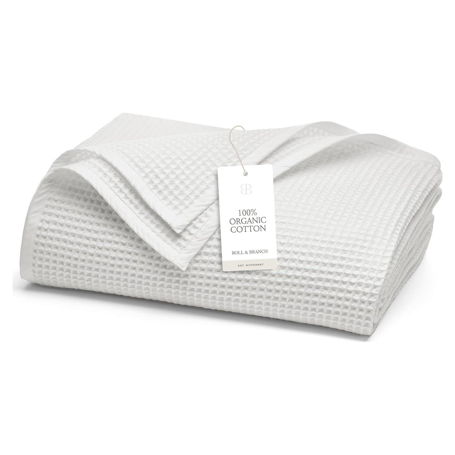 Manta de Cama Waffle Boll & Branch - King Blanco 100% Algodón Orgánico