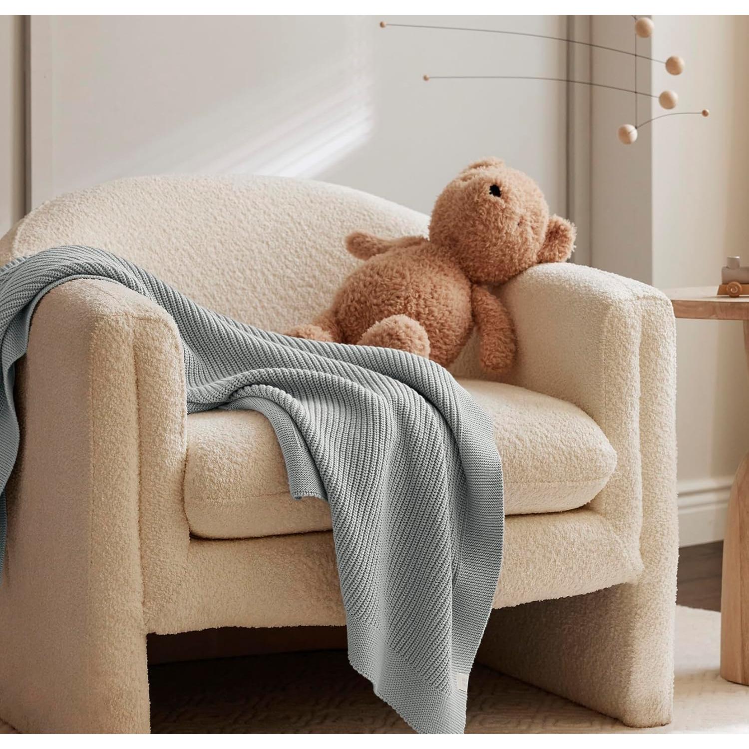 Manta de Punto Acanalado para Bebé BOLL & BRANCH - 100% Algodón Orgánico - 76 x 102 cm