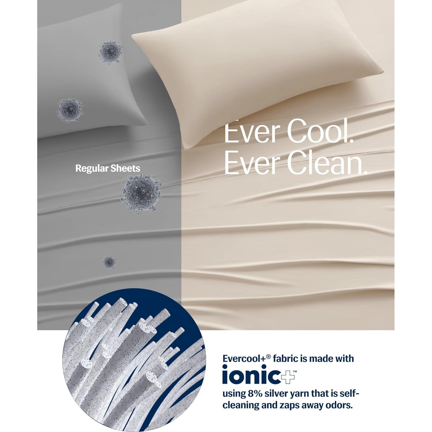 Conjunto de Sábanas REST Evercool Completo Marfil Nieve 4 Piezas
